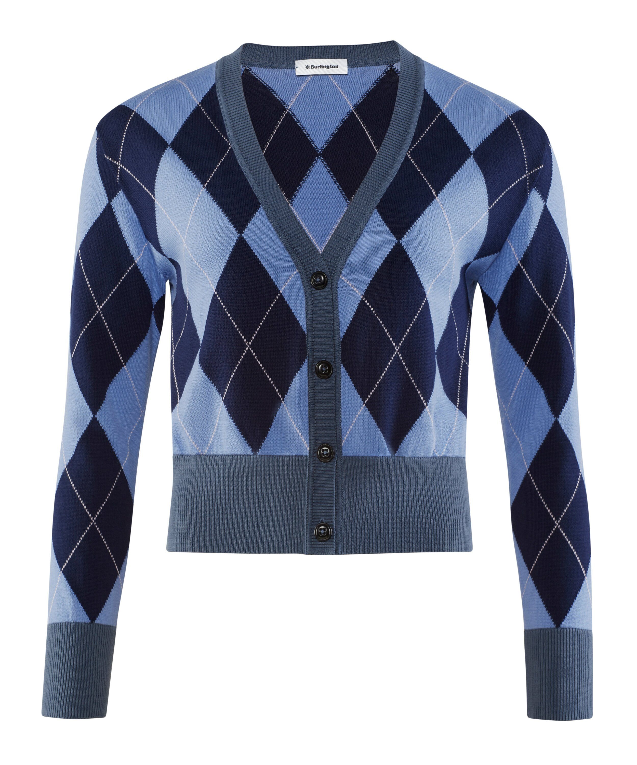 Burlington Strickjacke Argyle mit weicher Baumwolle