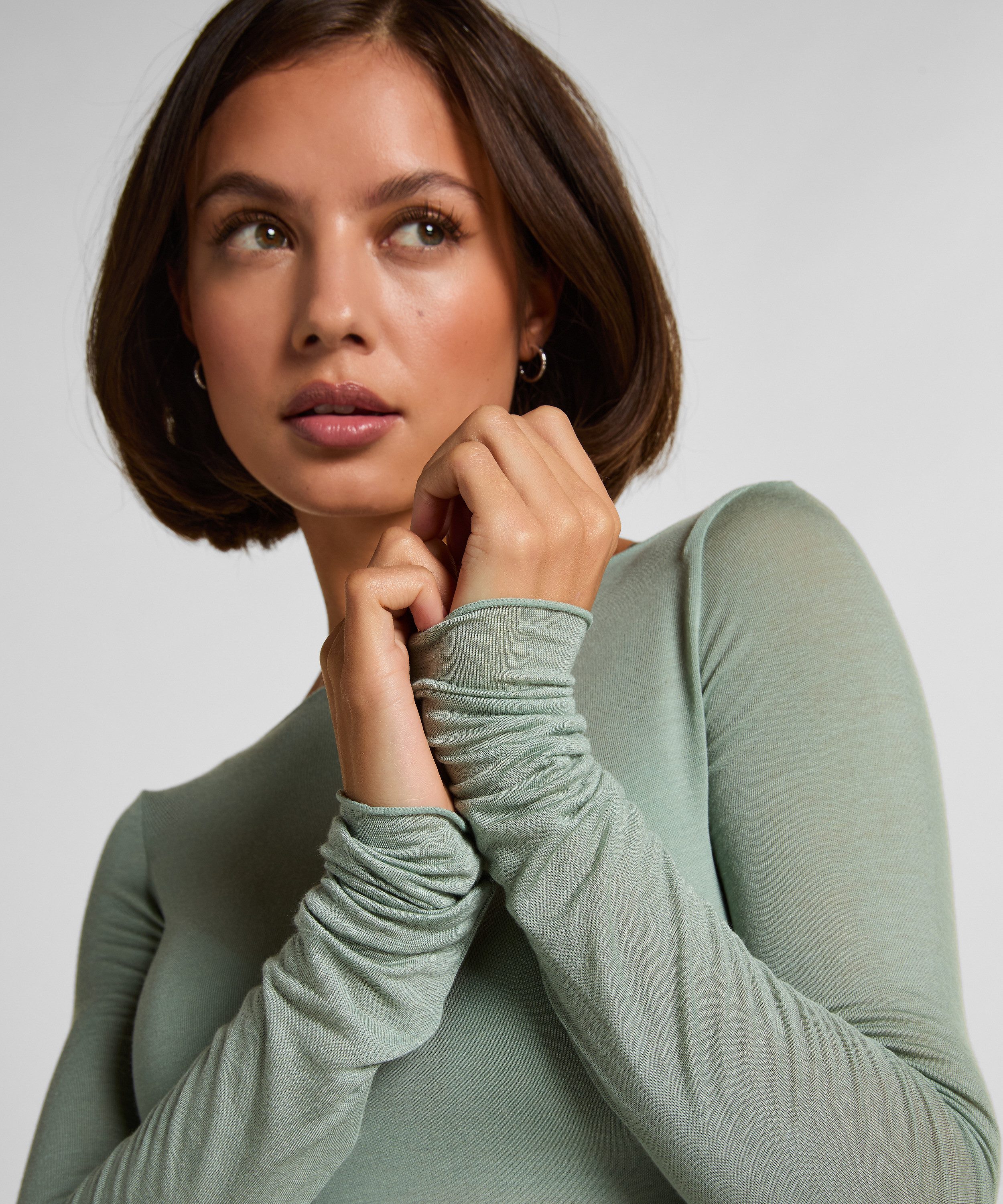 Hunkemöller Pyjama Super Soft Shirt aus Kaschmir-Mix mit U-Boot-Ausschnitt günstig online kaufen