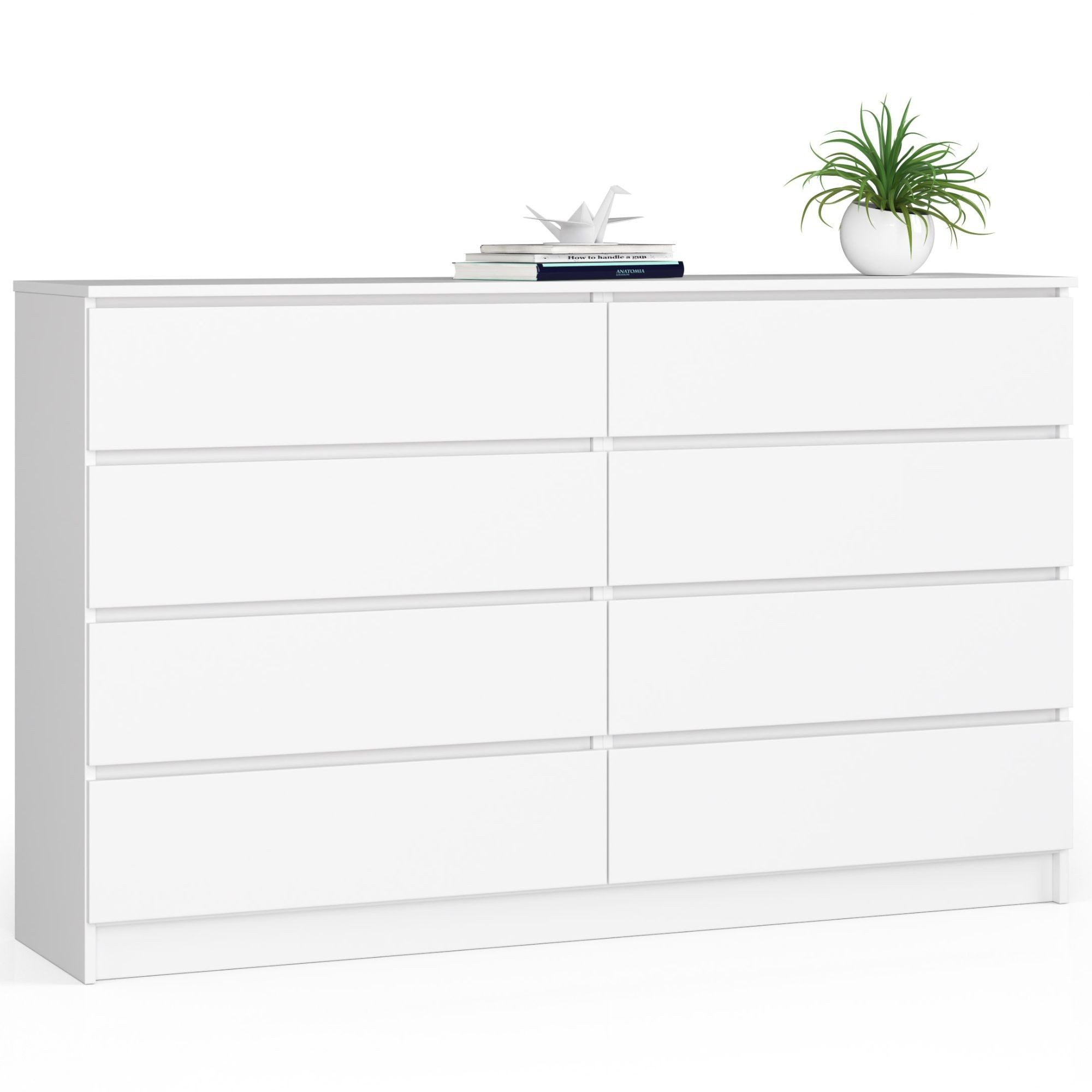 Raumhirsch Furniture Kommode mit 8 Schubladen Wohnschrank, Anrichte Sideboard 160 cm breit, (viele Farbvarianten - Maße: 160 x 90 x 40cm) - Hochwertig & stabil