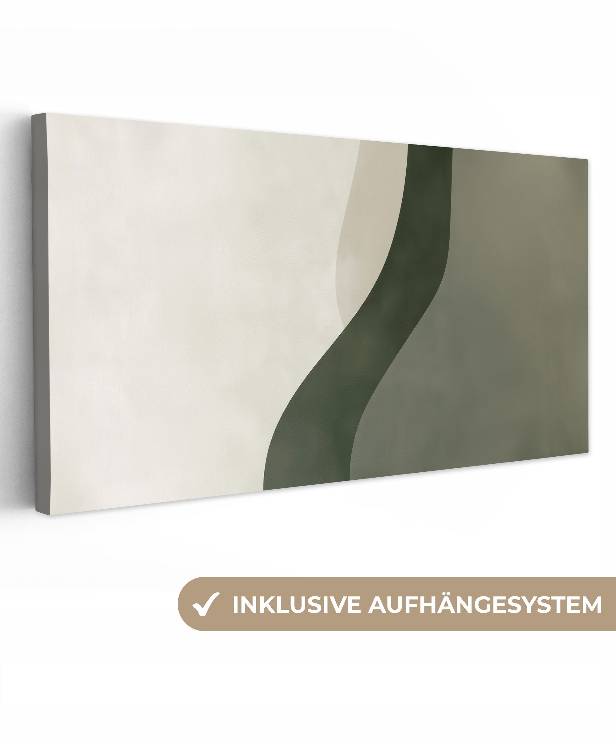 OneMillionCanvasses® Leinwandbild Panorama Japandi - Grün - Abstrakt - Mode günstig online kaufen