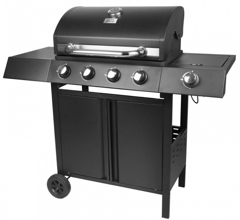 PROREGAL® Gasgrill RIBEYE Gasgrill mit 4 Hauptbrennern plus Seitenkocher, aus rostfreier, aus rostfreier Stahl