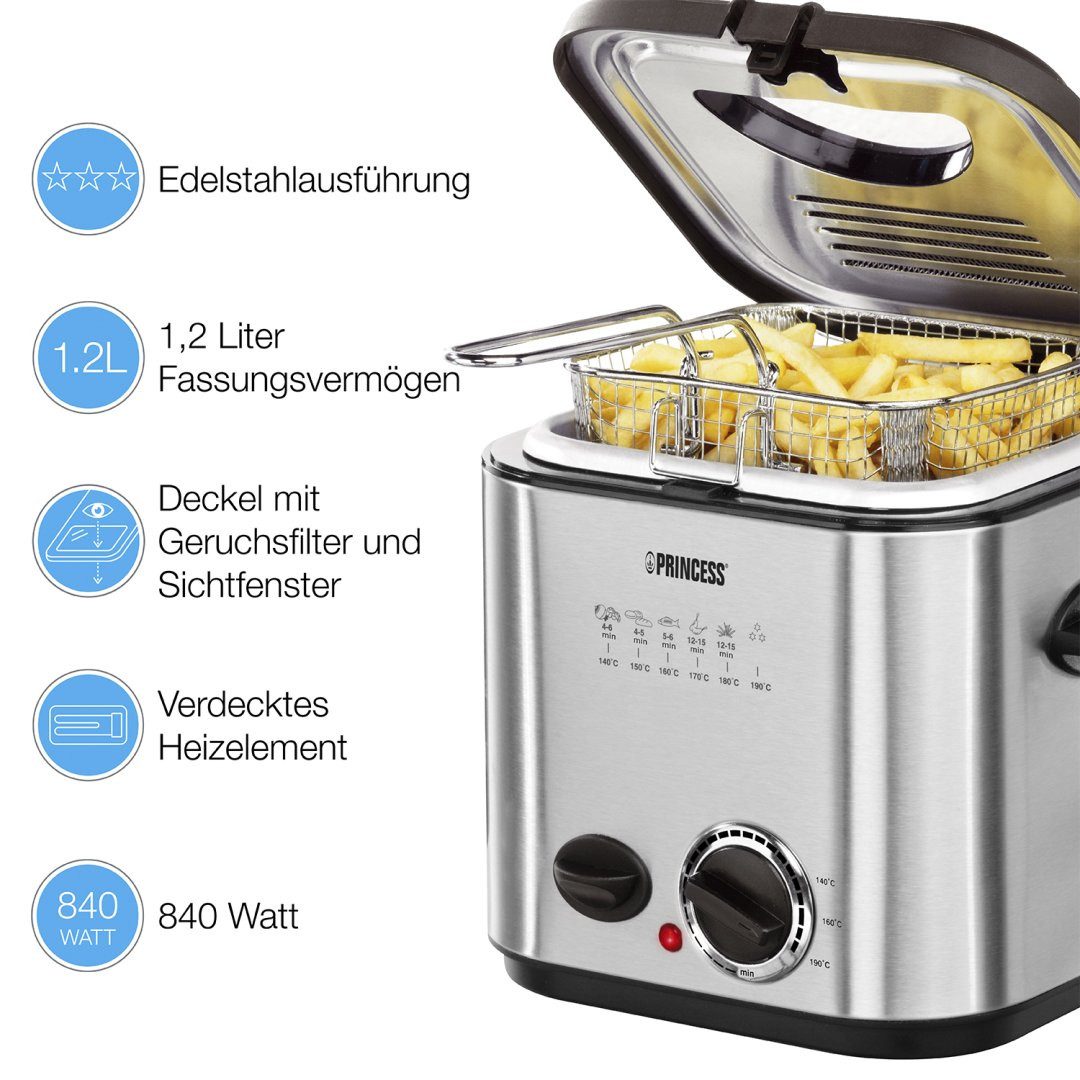 PRINCESS Fritteuse 01.182611.01.001, 840 W, 1,2 L - Mit 6 Fonduegabeln – Bild 2 von 5