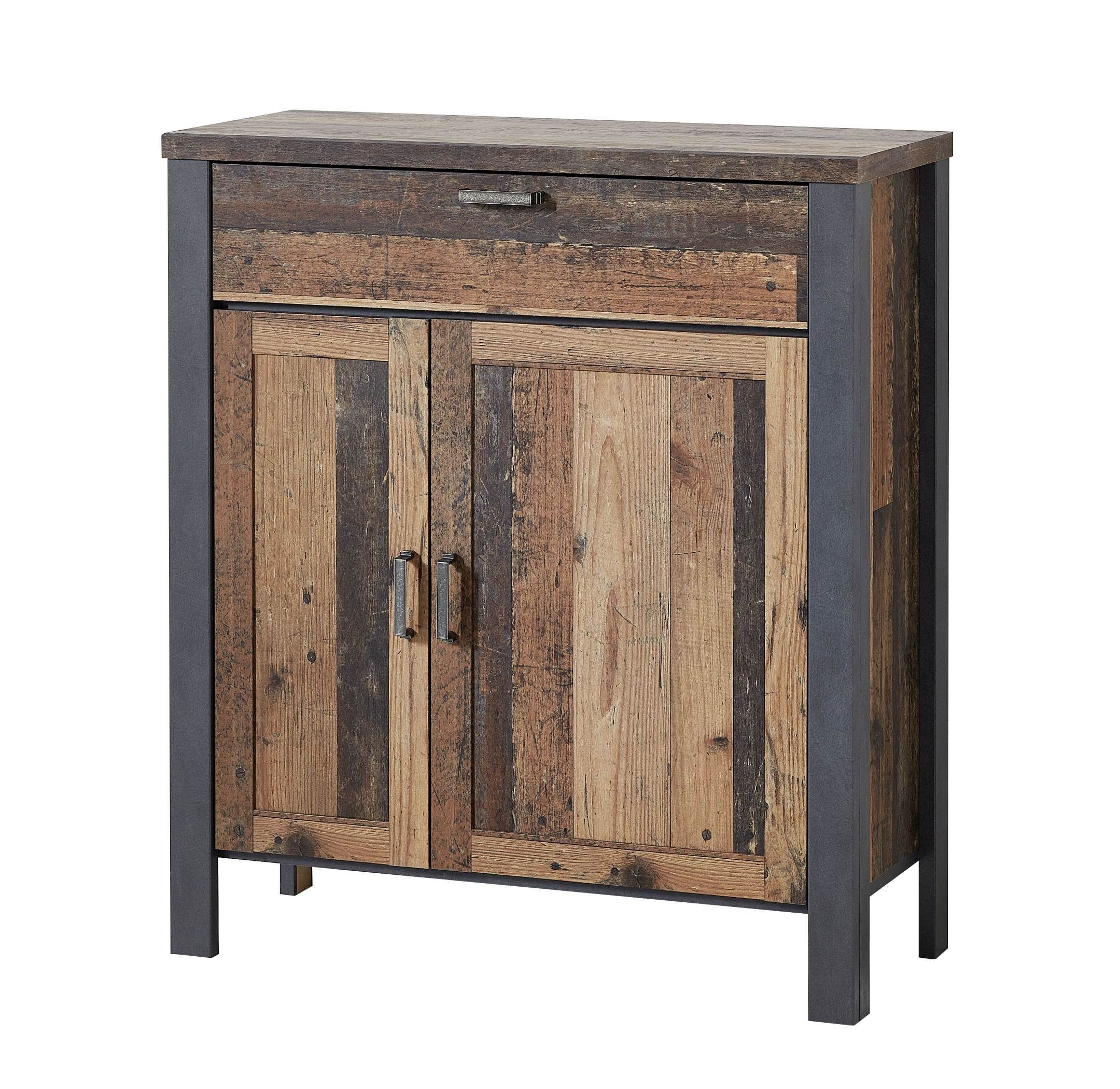 Innostyle Mehrzweckschrank Schuhschrank CARDIFF - 94 cm Vintage Style Mix dark