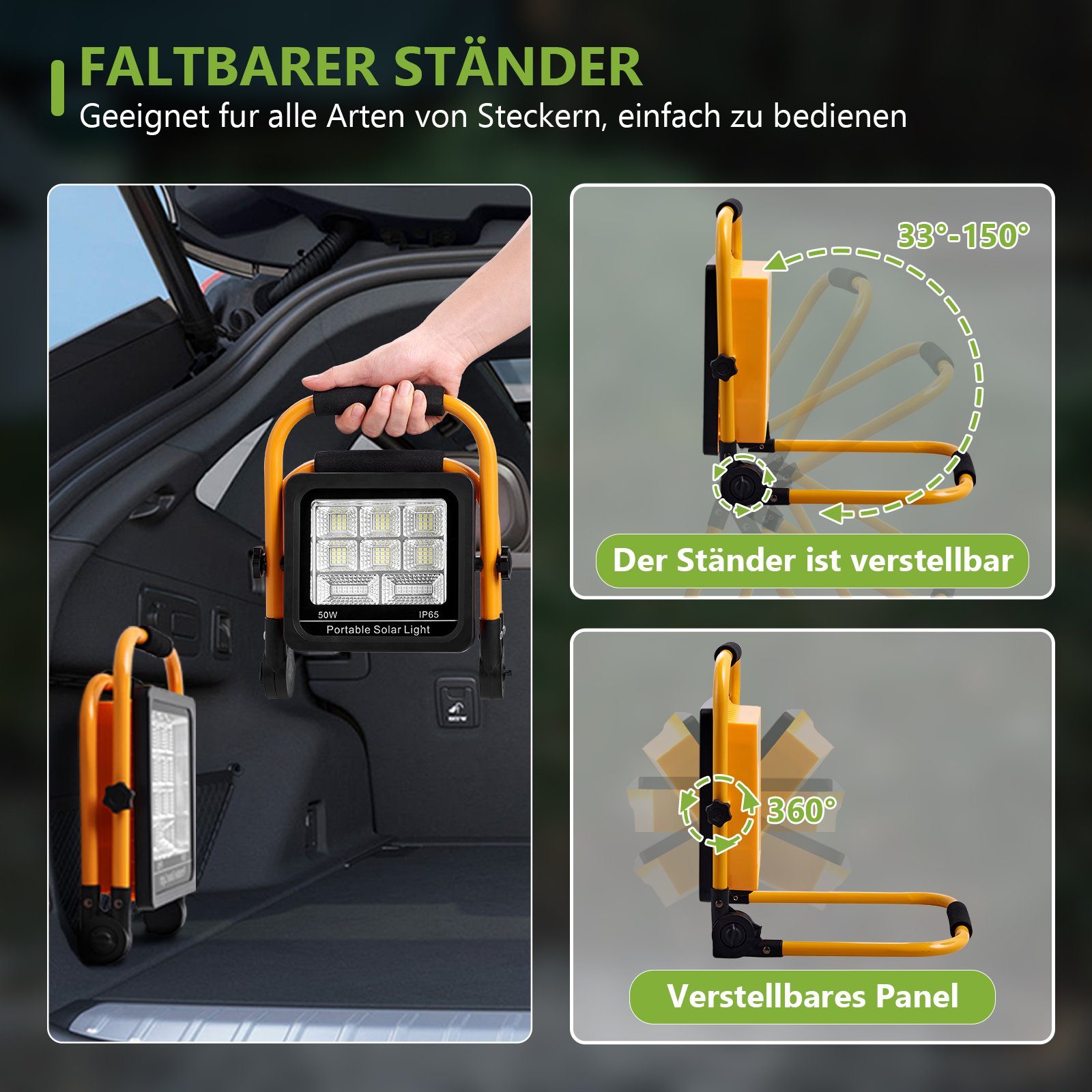 S'AFIELINA LED und Tragbare den Außenbereich LED Solarleuchte Solare- Direktaufladung integriert, für 50W Tageslichtweiß, Powerbank, fest