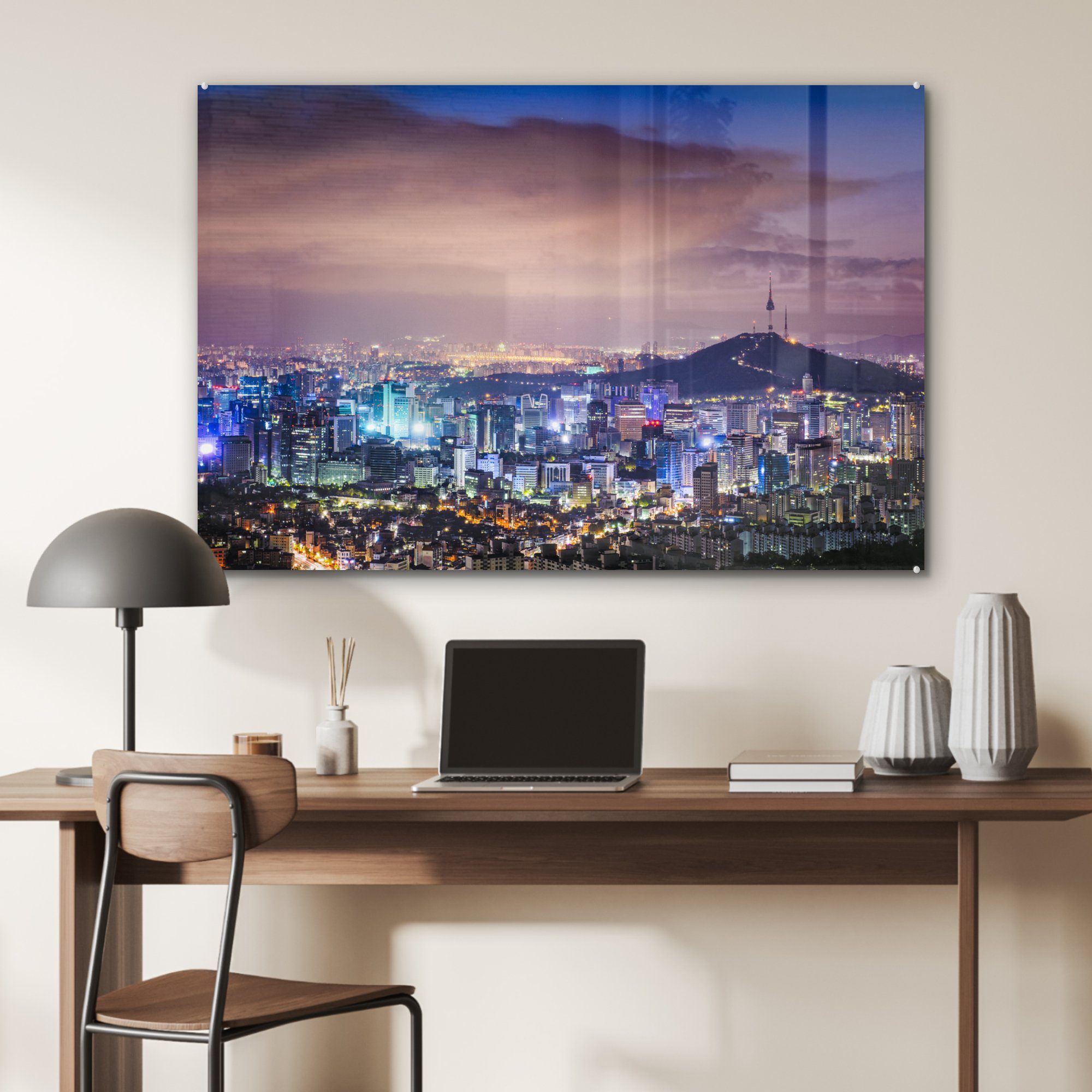 MuchoWow Acrylglasbild Skyline (1 Seoul Schlafzimmer Wohnzimmer St), & - Acrylglasbilder - Korea