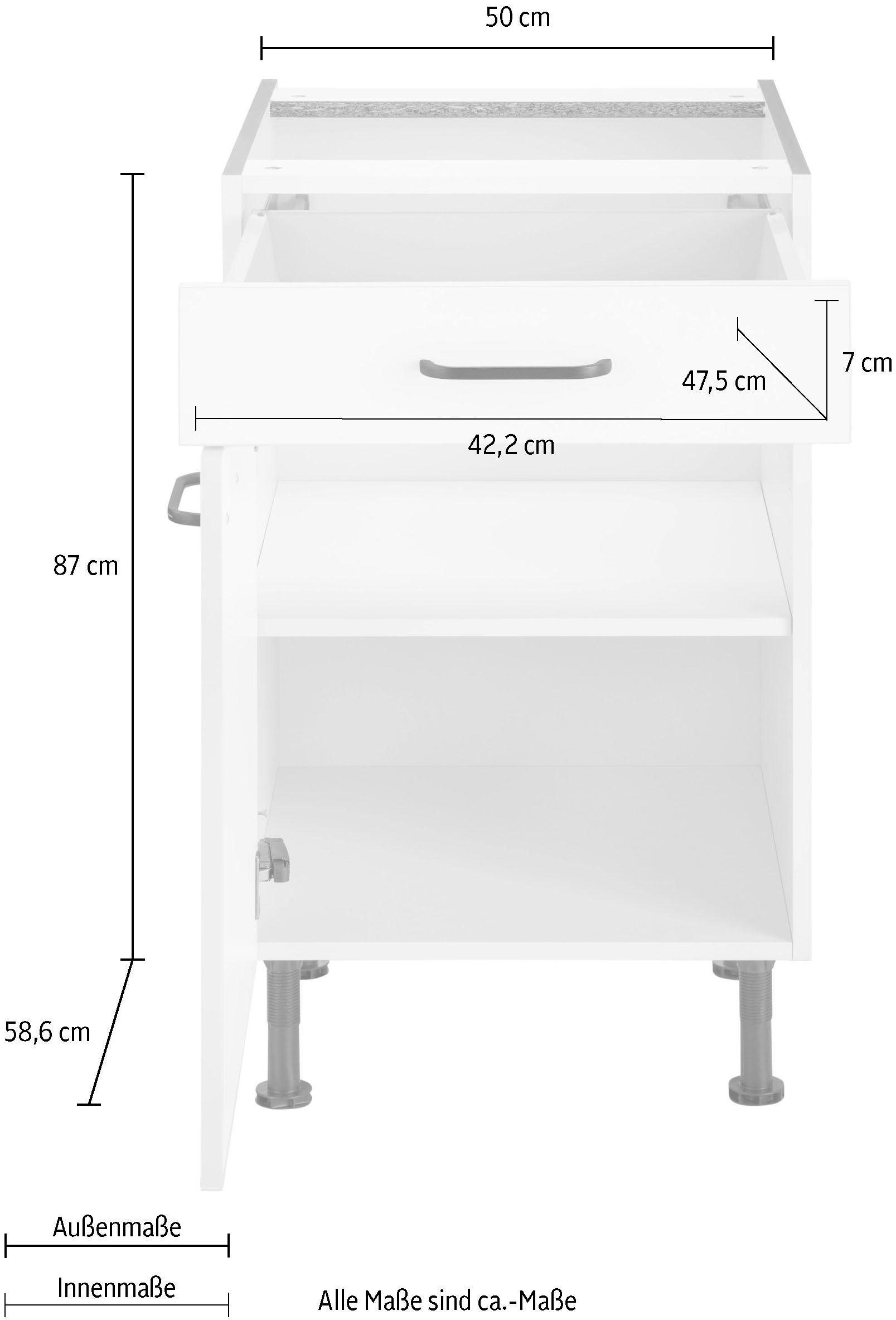 OPTIFIT Unterschrank Elga mit Soft-Close-Funktion, weiß/weiß Breite weiß 50 Vollauszug, Metallgriffen, | cm
