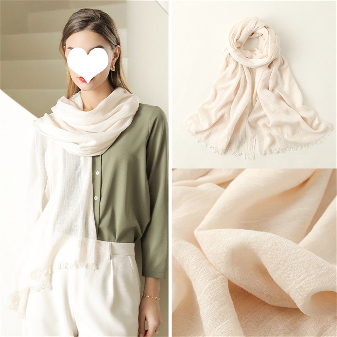 DÖRÖY Seidenschal Sommer Damen Sonnenschutz Seidenschal, modisch einfarbig Schal Schal Weiß | Seidenschals