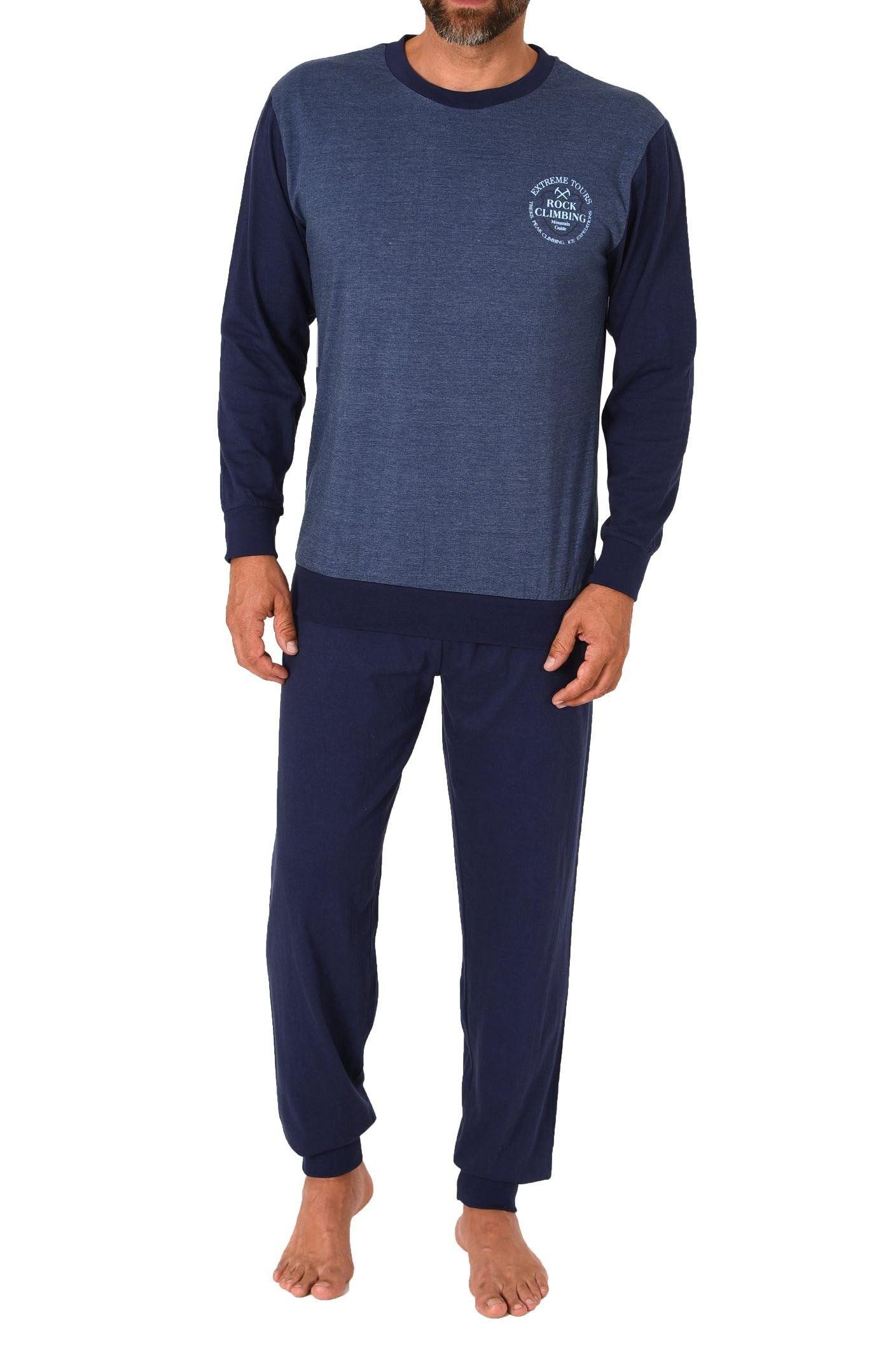 Normann Pyjama Normann Herren langarm Schlafanzug mit Bündchen in eleganter günstig online kaufen