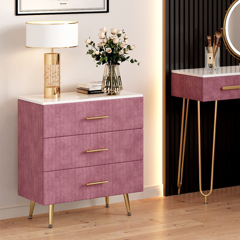 Vicco Kommode Velia, Rosa, 70 x 78.5 cm mit 3 Schubladen (1 St)