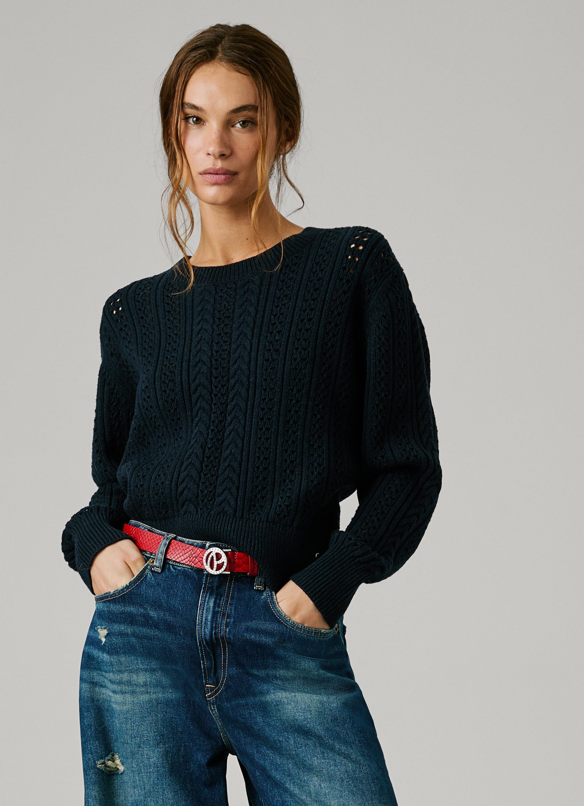 Pepe Jeans Strickpullover CANDIDE mit Lochmuster günstig online kaufen
