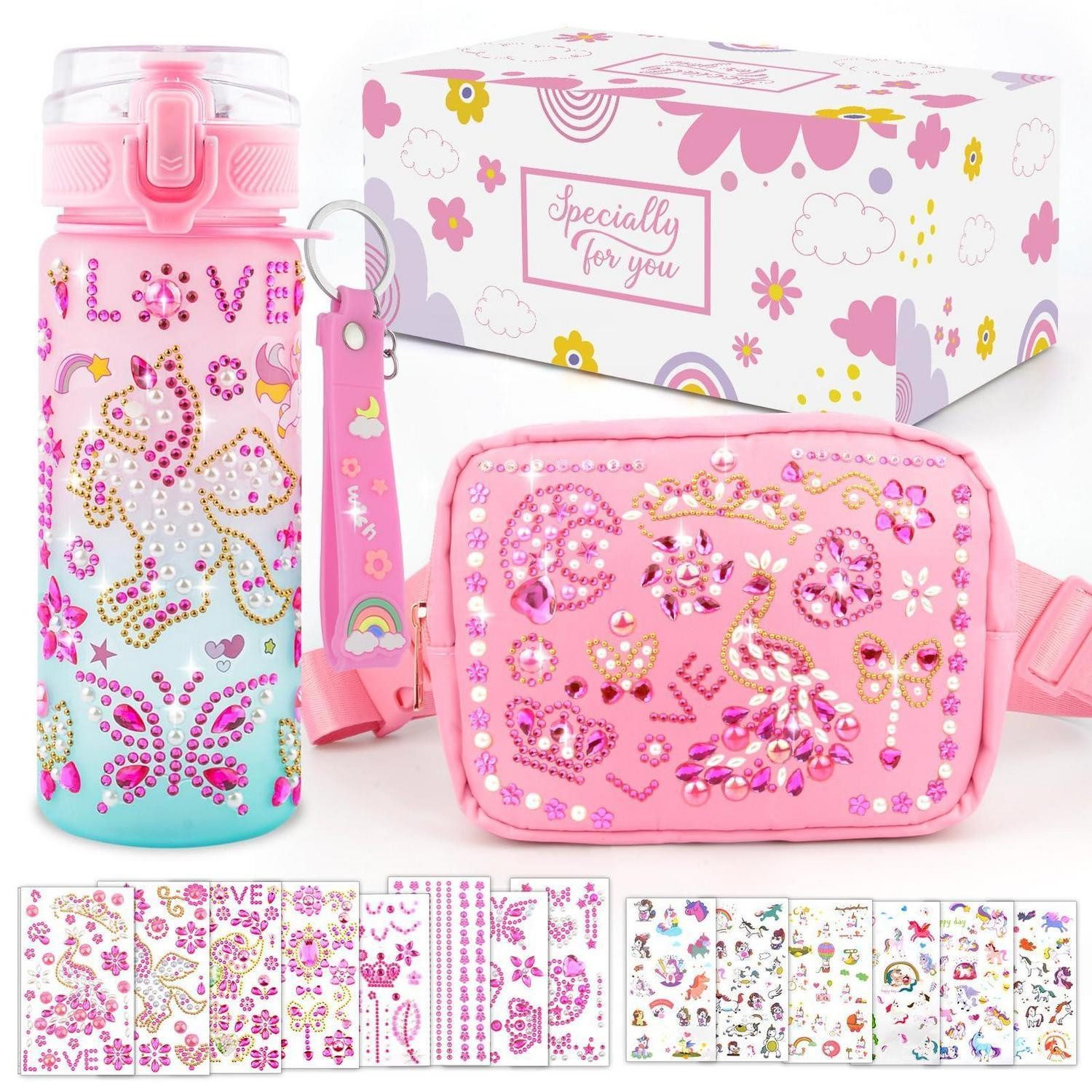 LuxusKollektion Kreativset DIY Trinkflasche & Tasche Bastelset Mädchen Einhorn