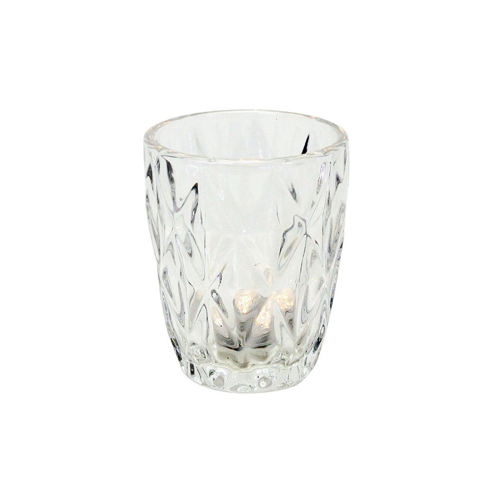 Grafelstein Glas Wasserglas transparent Rautenmuster Trinkglas klar Retro BASIC mit