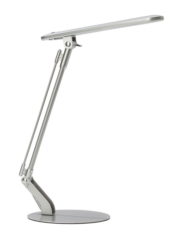 Brilliant LED Schreibtischlampe BRENDAN, LED fest integriert, 46cm Höhe, höhenverstellbar, Metall, schwenkbar, grau, Druckschalter