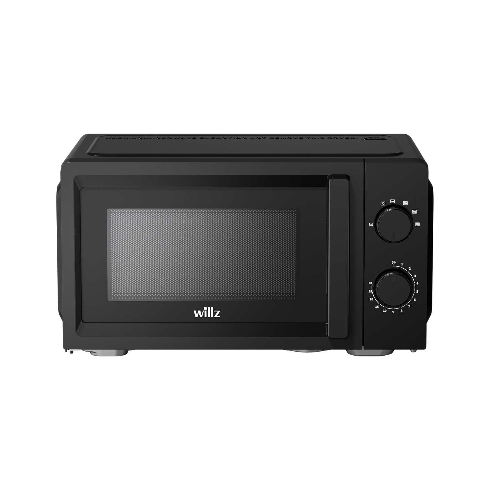 BBWL Mikrowelle 20L, 700W, mechanisch mit Drehreglern, 6 Leistungsstufen, Timer bis 30 Min, Schwarz/Weiß