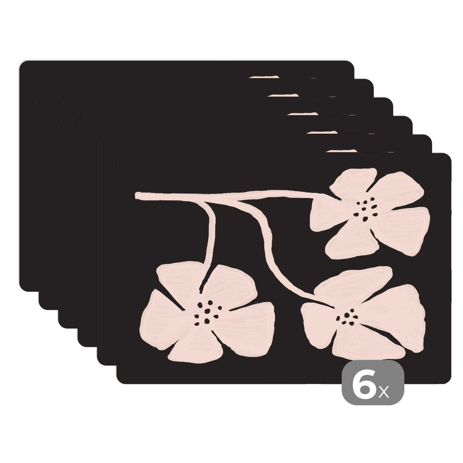 Platzset, Blumen - Bohème - Pastell - Kunst, MuchoWow, (6-St), Platzset, Platzdecken, Platzmatte, Tischmatten, Schmutzabweisend