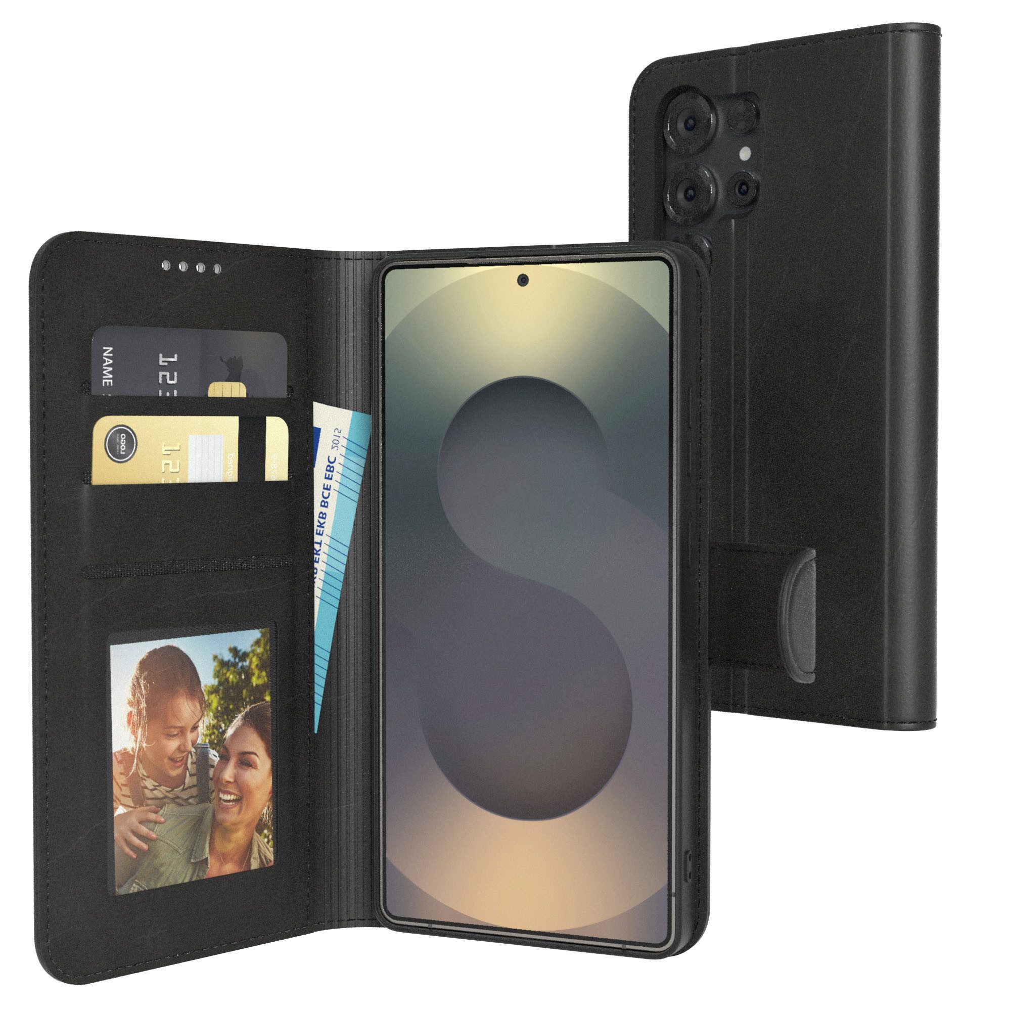 EAZY CASE Handyhülle Business Handytasche für Samsung Galaxy S25 Ultra 6,9 Zoll, Schutzhülle mit Standfunktion zum Aufklappen aufstellbar Etui Schwarz