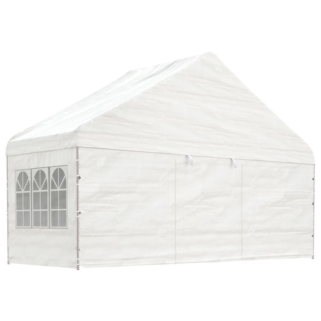 vidaXL Partyzelt Pavillon mit Dach Weiß 5,88x2,23x3,75 m Polyethylen günstig online kaufen