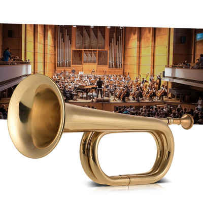 Lixada Bb-Trompete Bb-Trompete, (inkl. Koffer & Mundstück),Mundrohr: Goldmessing, (B Flachhorn Trompete), Messing Kavallerie Horn für Schulband Kavallerie Militär Orchester