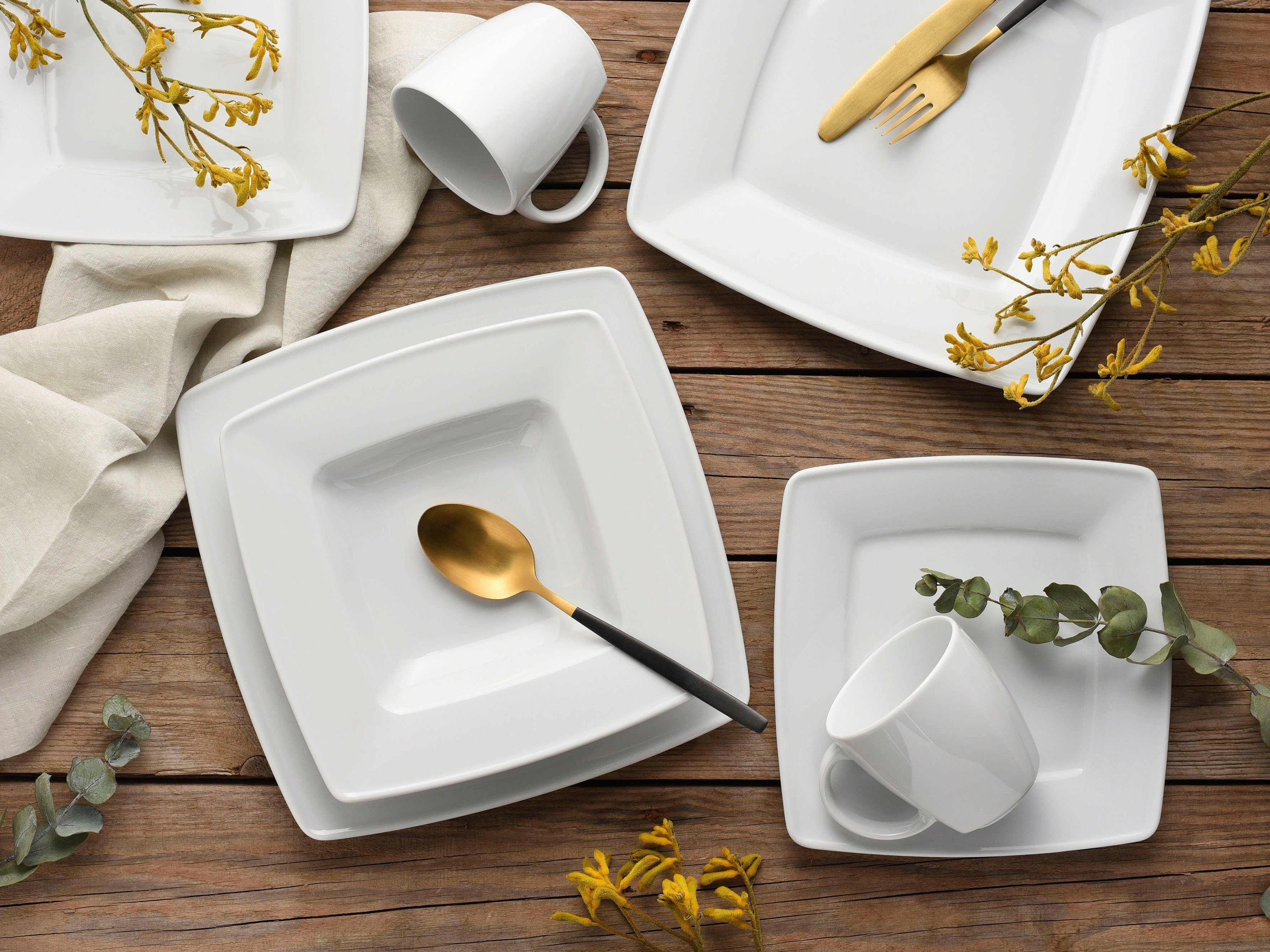 creaTable Kombiservice Geschirr-Set VICTORIA (50-tlg), 6 Personen, Porzellan, Service, weiß, 50 Teile, für 6 Personen – Bild 5 von 5