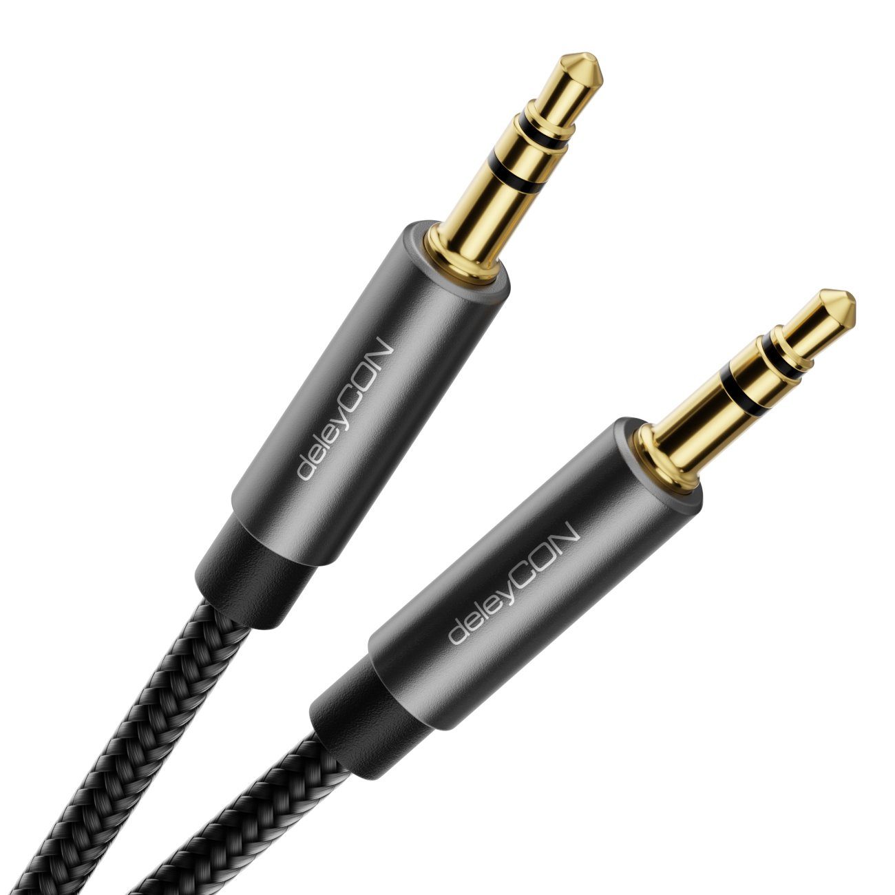 deleyCON 0,5m Aux Kabel 3,5mm Audio Klinken Stereo Baumwollkabel Audio-Kabel