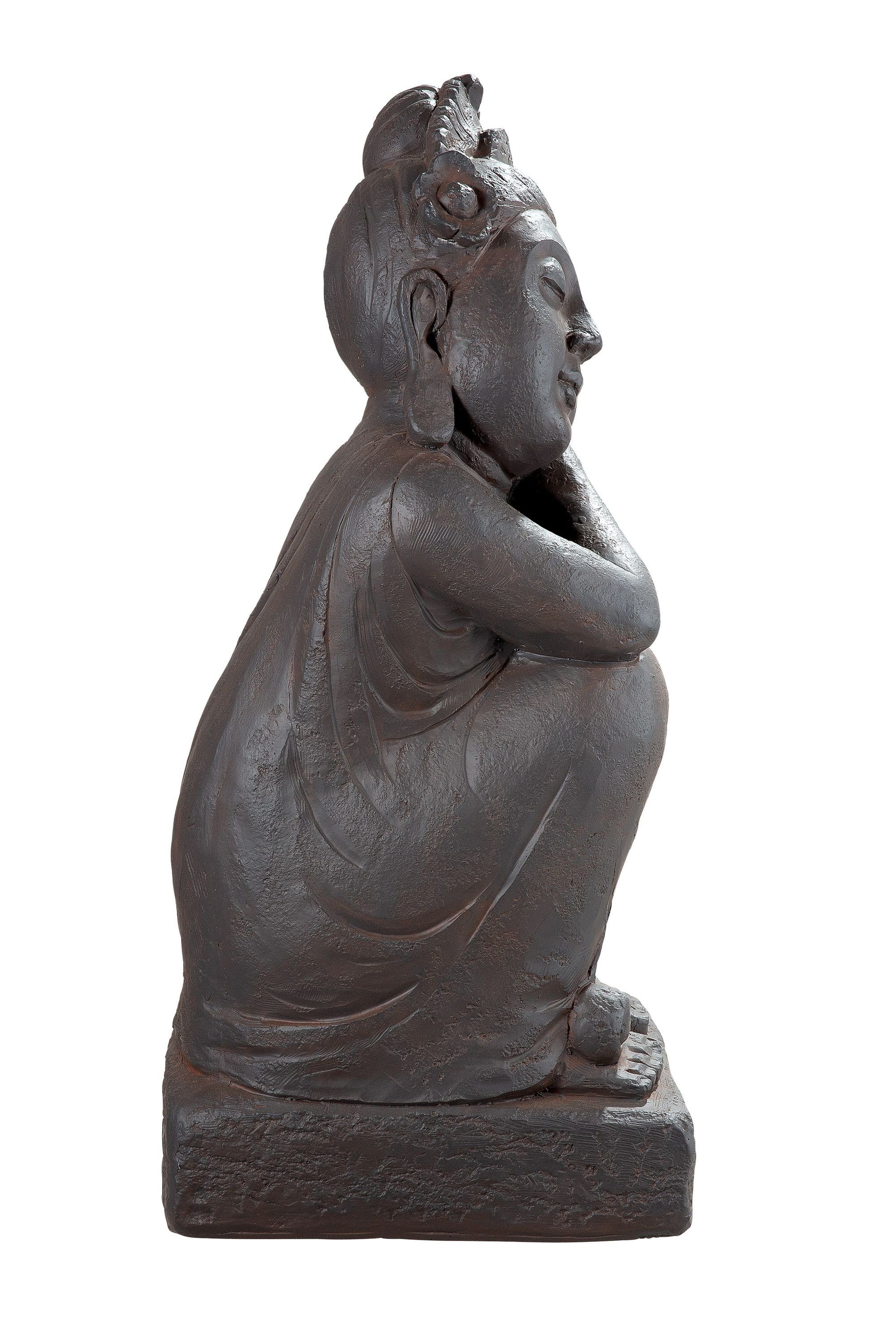 H. Buddha Calma braun 70cm B. x GILDE - - Skulptur GILDE Dekofigur 34,5cm