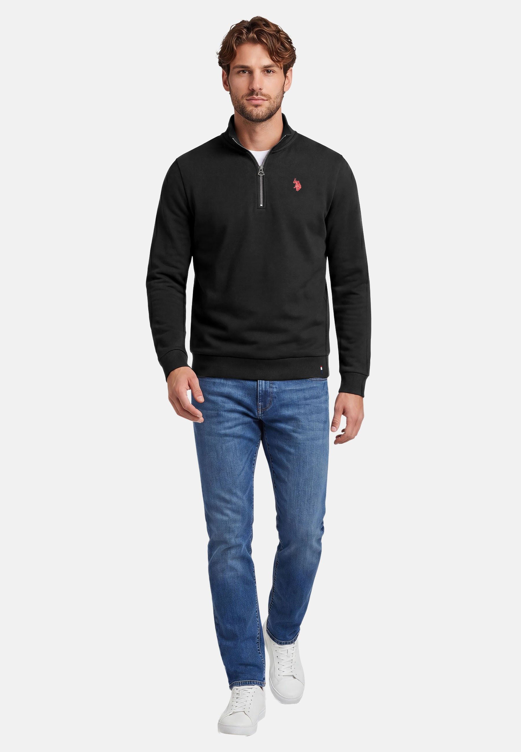 U.S. Polo Assn. Stehkragenpullover USNiico – Herren Half-Zip Pullover mit Logo-Stickerei Weiche Baumwollmischung, sportlich-elegantes Design und hoher Komfort – Bild 3 von 5