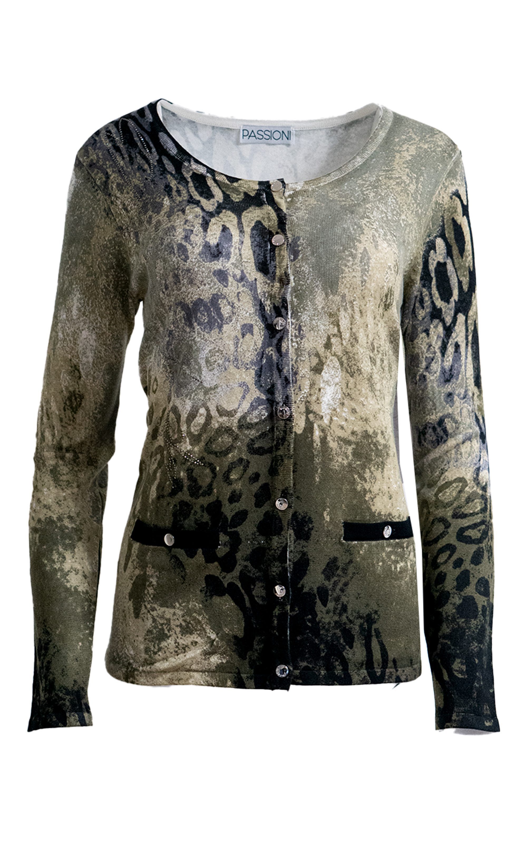 Passioni Cardigan Twinset mit abstraktem Animalprint günstig online kaufen