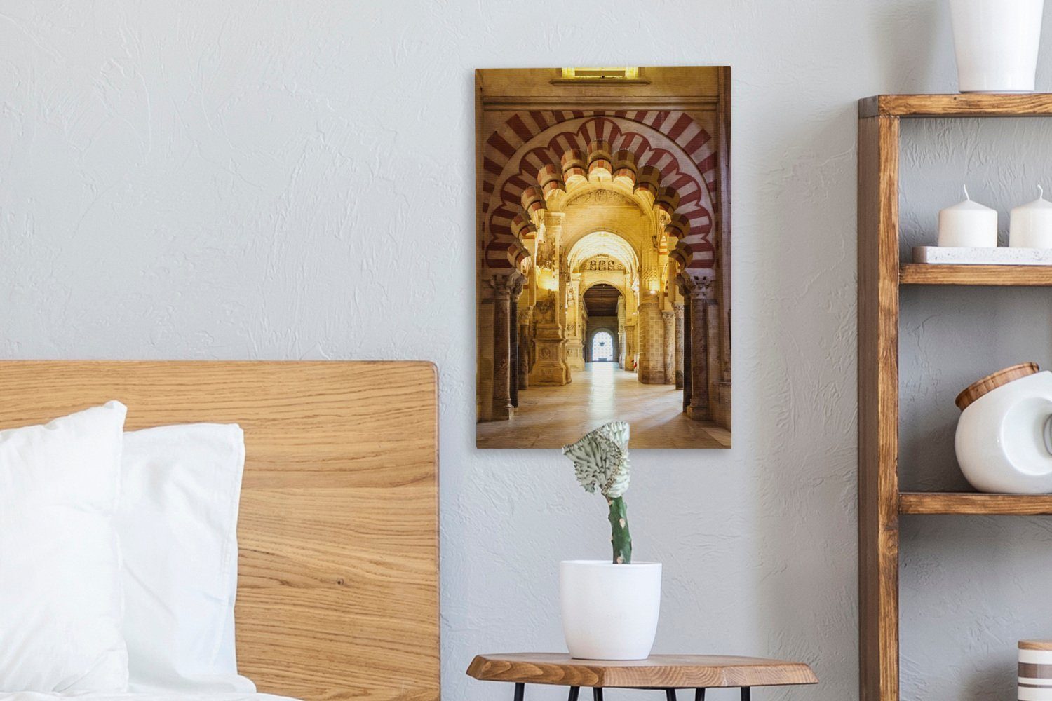 Zackenaufhänger, St), mit Mezquita fertig Spanien, bespannt in Bogen cm (1 OneMillionCanvasses® Leinwandbild 20x30 dem inkl. Gemälde, Leinwandbild berühmten
