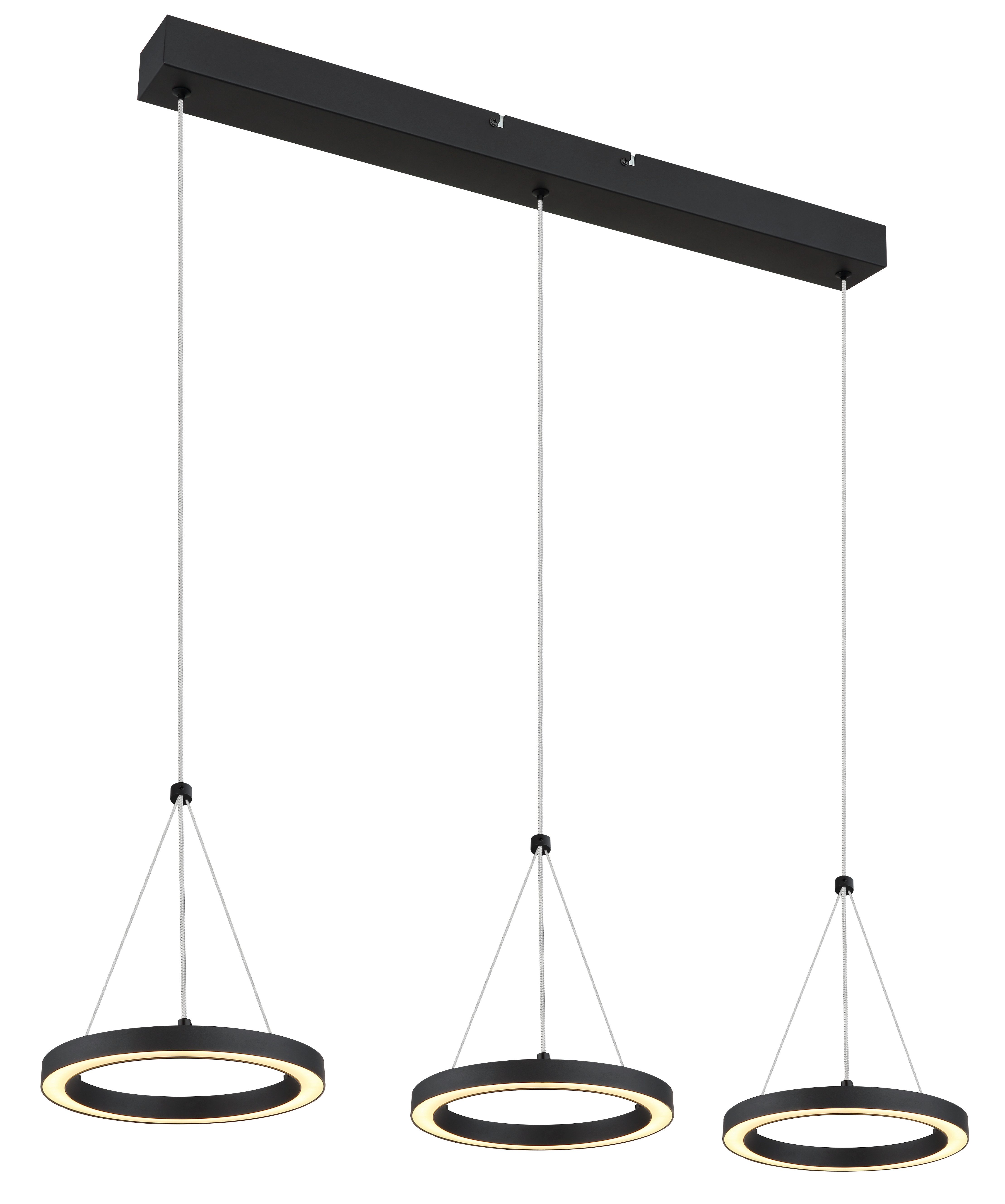 GLOBO LIGHTING Hängeleuchte GRENVIX, LED fest integriert, Warmweiß, Hängeleuchte Schwarz, Opal, 3 Helligkeitsstufen, LED 36W