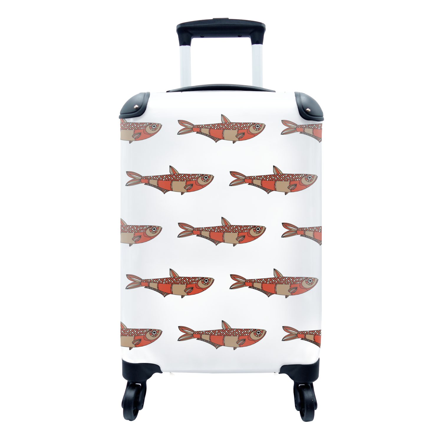 MuchoWow Handgepäckkoffer Design - Fisch - Karpfen, 4 Rollen, Reisetasche mit rollen, Handgepäck für Ferien, Trolley, Reisekoffer