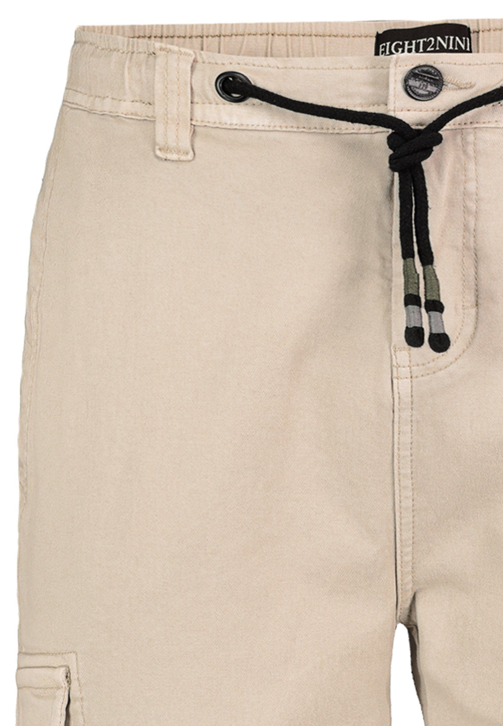 Chino Freizeithose Beige Hose Cargo Elastische SUBLEVEL Herren Cargohose Bündchen Sublevel