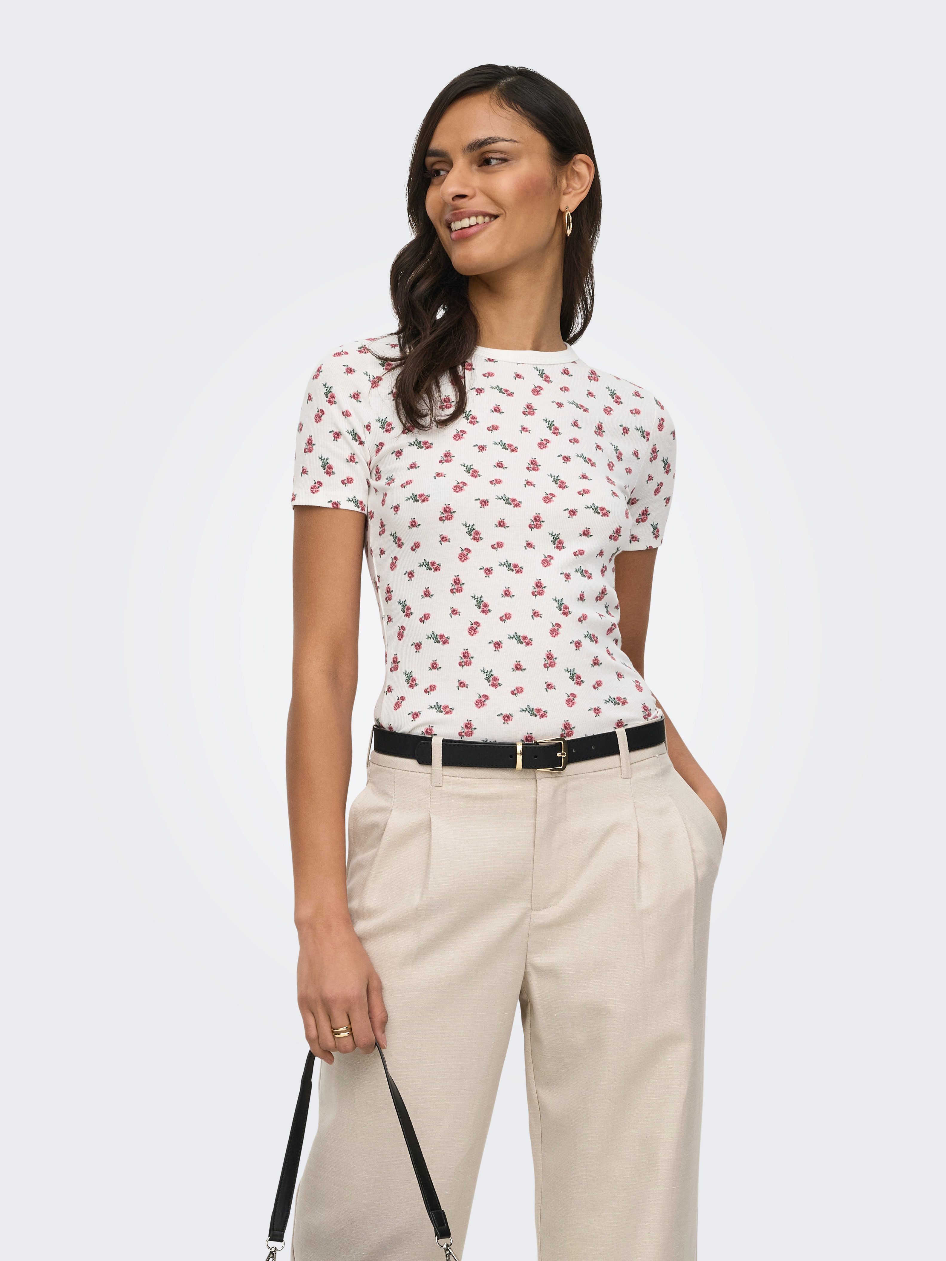 JDY Kurzarmshirt JDYLUCKY S/S O NECK TOP JRS DIA