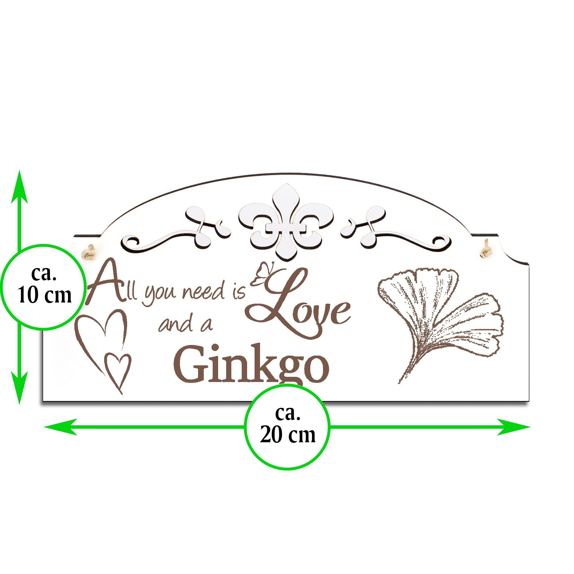 Hängedekoration you need Dekolando Deko Love is All 20x10cm Ginkgo
