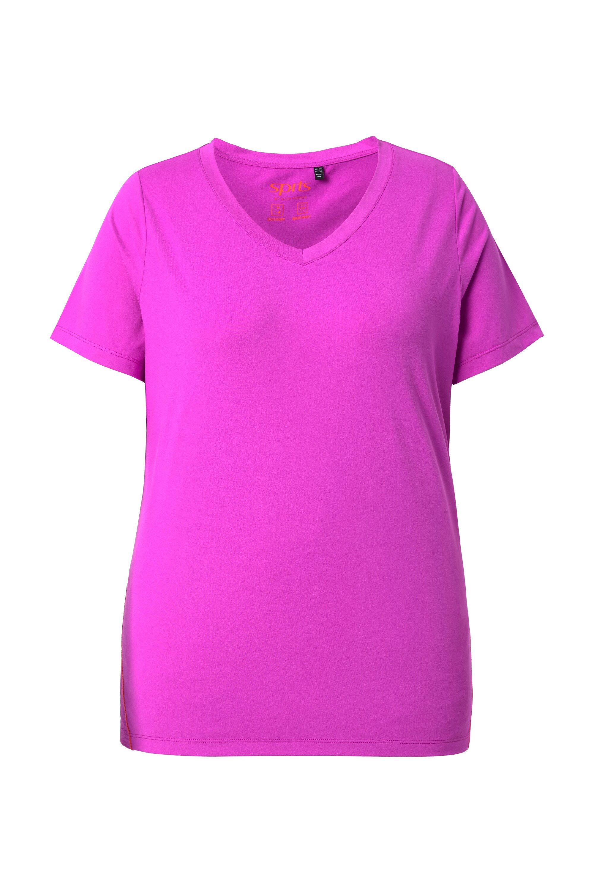Ulla Popken T-Shirt Funktions-Shirt Slim V-Ausschnitt Halbarm recycelt günstig online kaufen