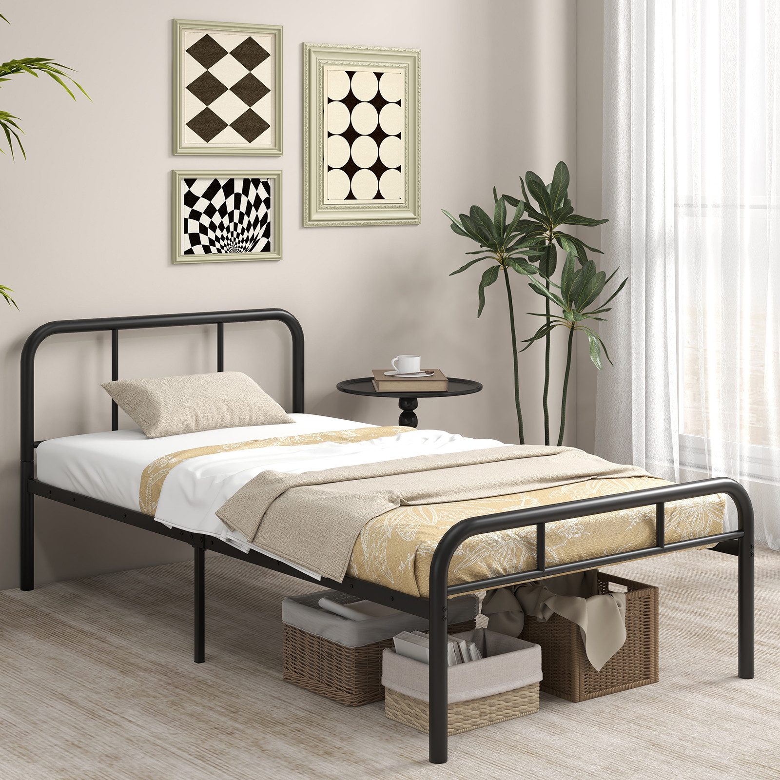 COSTWAY Metallbett (1-tlg), Metallbett, Doppelbett, mit Lattenrost, für 90x günstig online kaufen