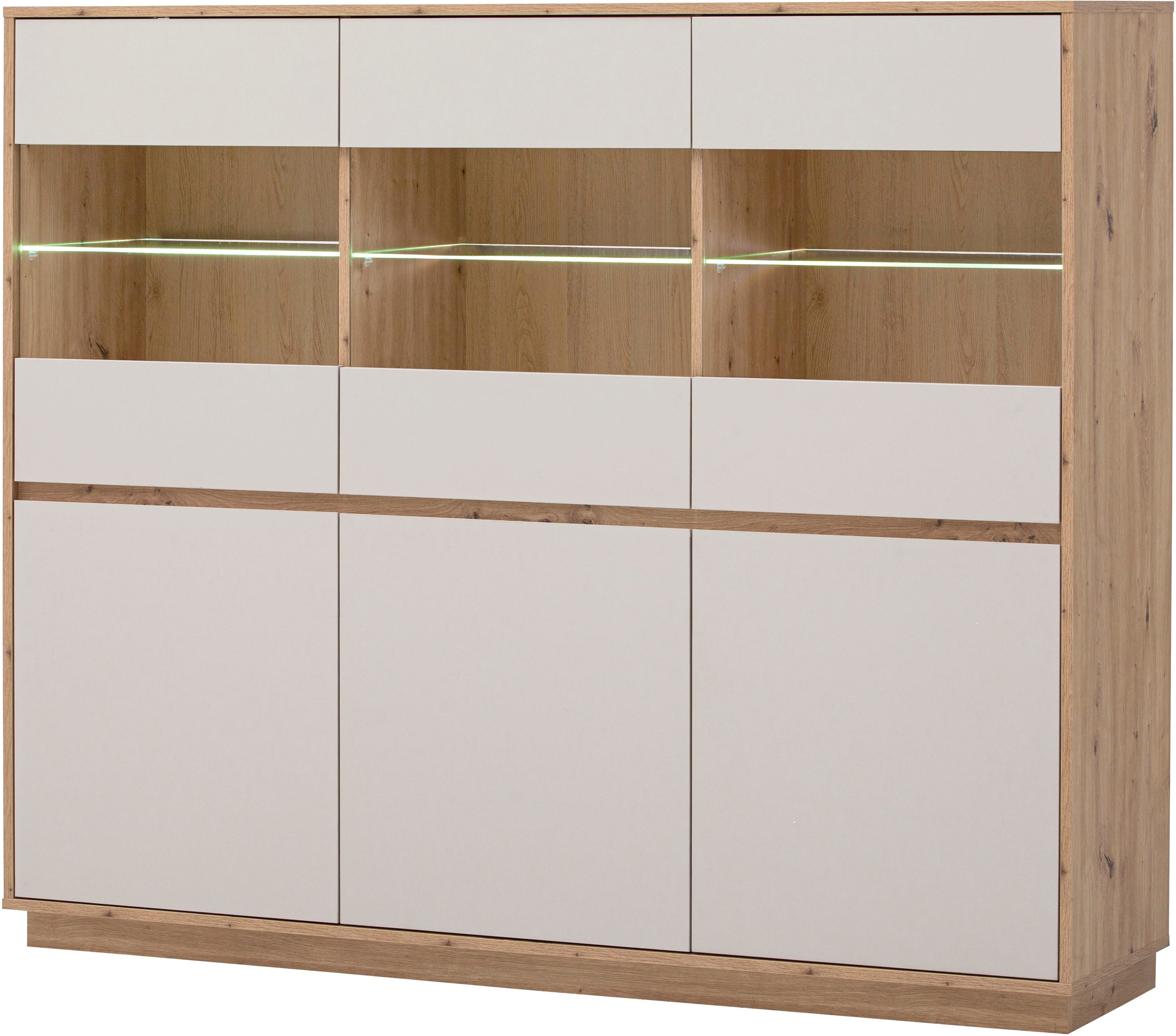 Home affaire Highboard Sonora, moderner Schrank, Stauraumelement in Eiche Artisan, Kommode, filigrane Rahmenoptik, ausreichend Stauraum, vielseitig einsetzbar
