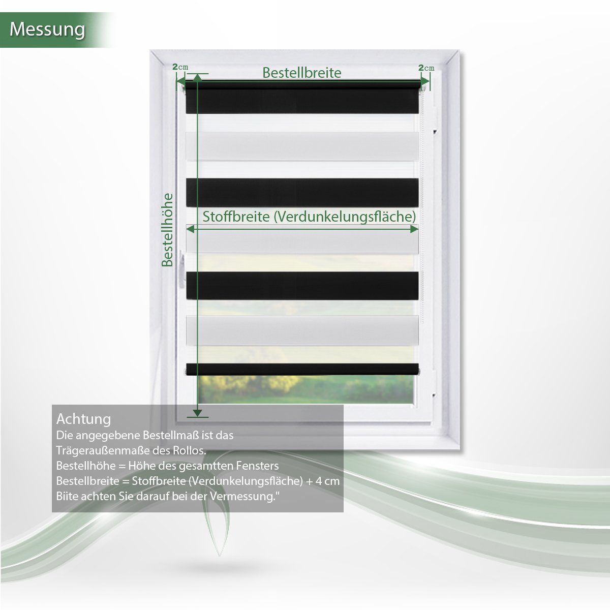 Doppelrollo ohne Bohren 130cm/150cm/230cm, OUBO, freihängend, Klemmfix, rollo für Fenster und Tür mit Klemmträger Lichtschutz und Sichtschutz – Bild 4 von 5