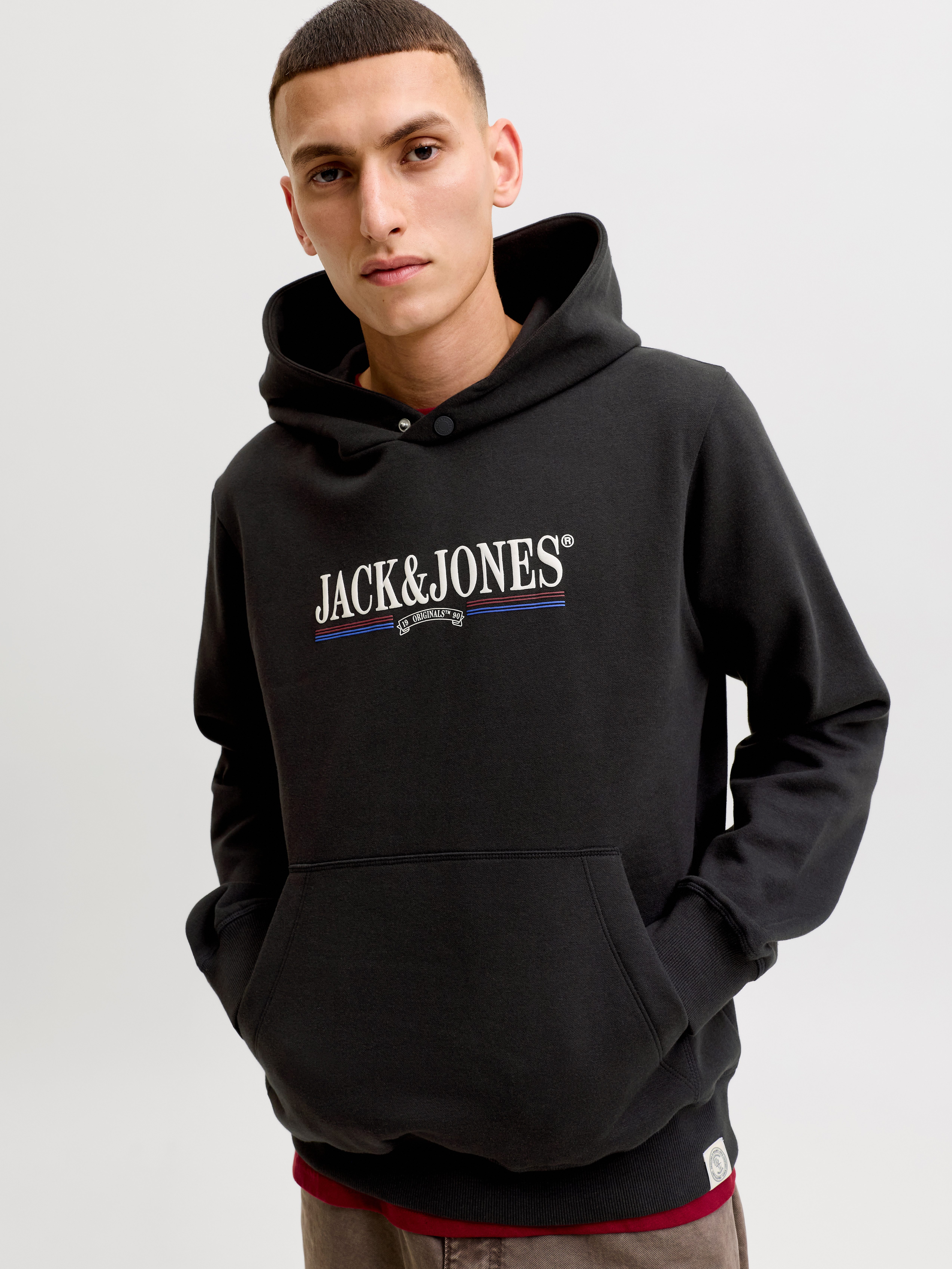 Jack & Jones Kapuzensweatshirt JORFREDERIKSBERG GRAPHIC BOX SWEAT HOOD Baumwollmischung, regular fit