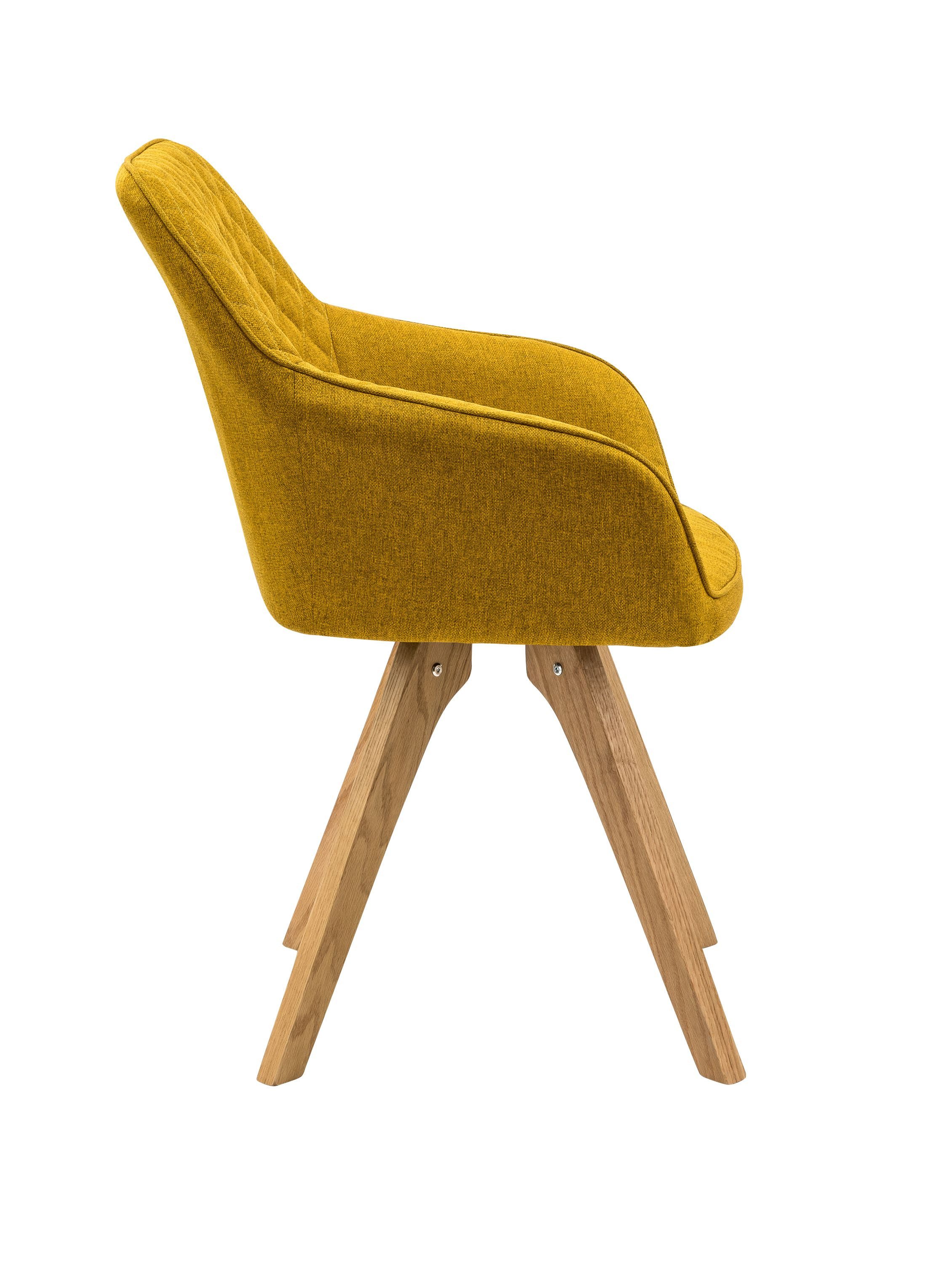 dynamic24 Polsterstuhl Inari, Armlehnstuhl 2er Set curry-gelb Textil