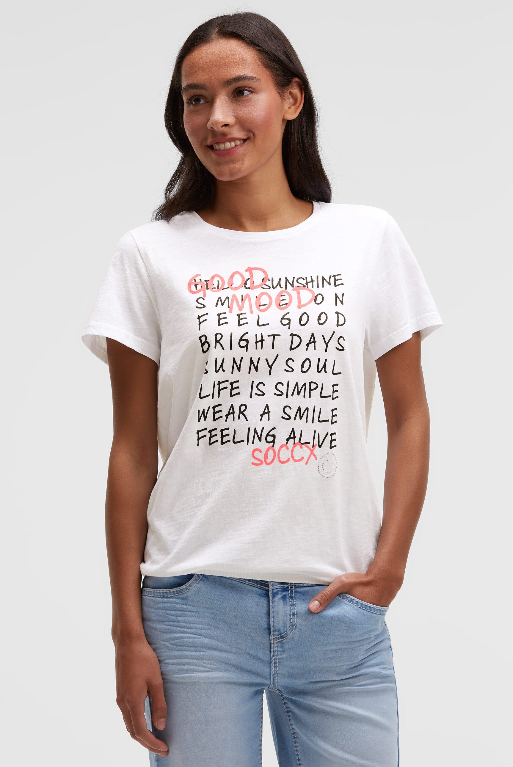 SOCCX Rundhalsshirt mit Gummizug im Saum