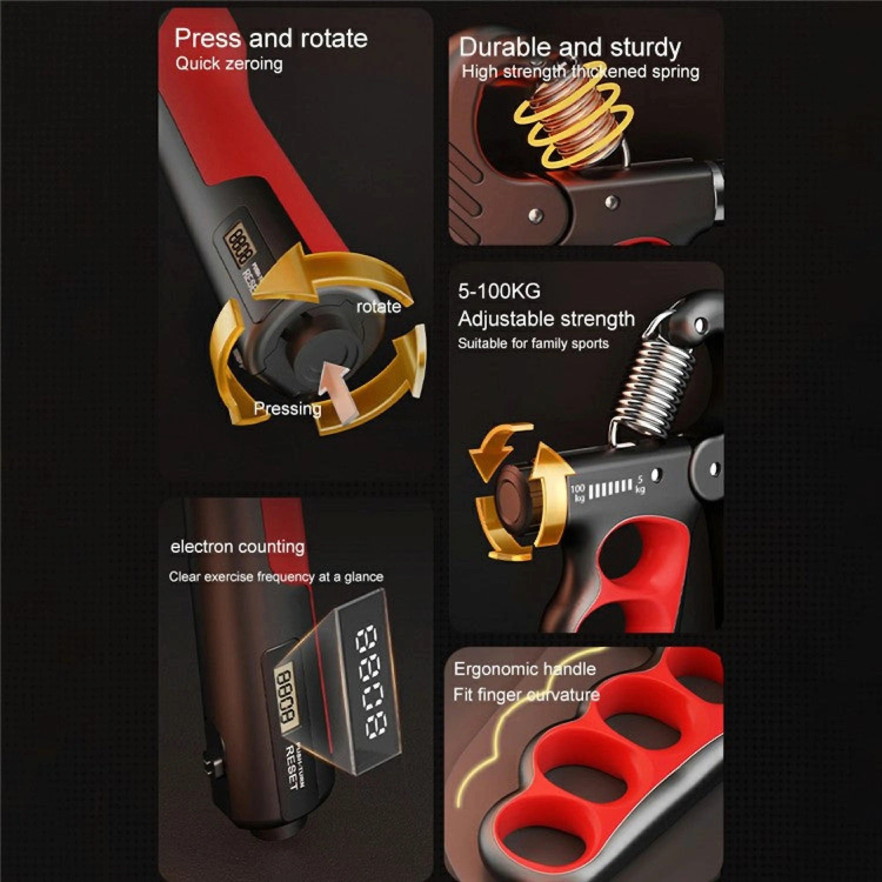 Sport-Knight® Handmuskeltrainer Handtrainer mit Zähler 5–100 kg – Griff- & Handkraft stärken