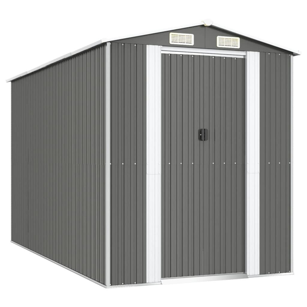 vidaXL Garten-Geräteschrank 192 x 357 x 223 cm Geräteschuppen Hellgrau 192x357x223 cm Verzinkter S