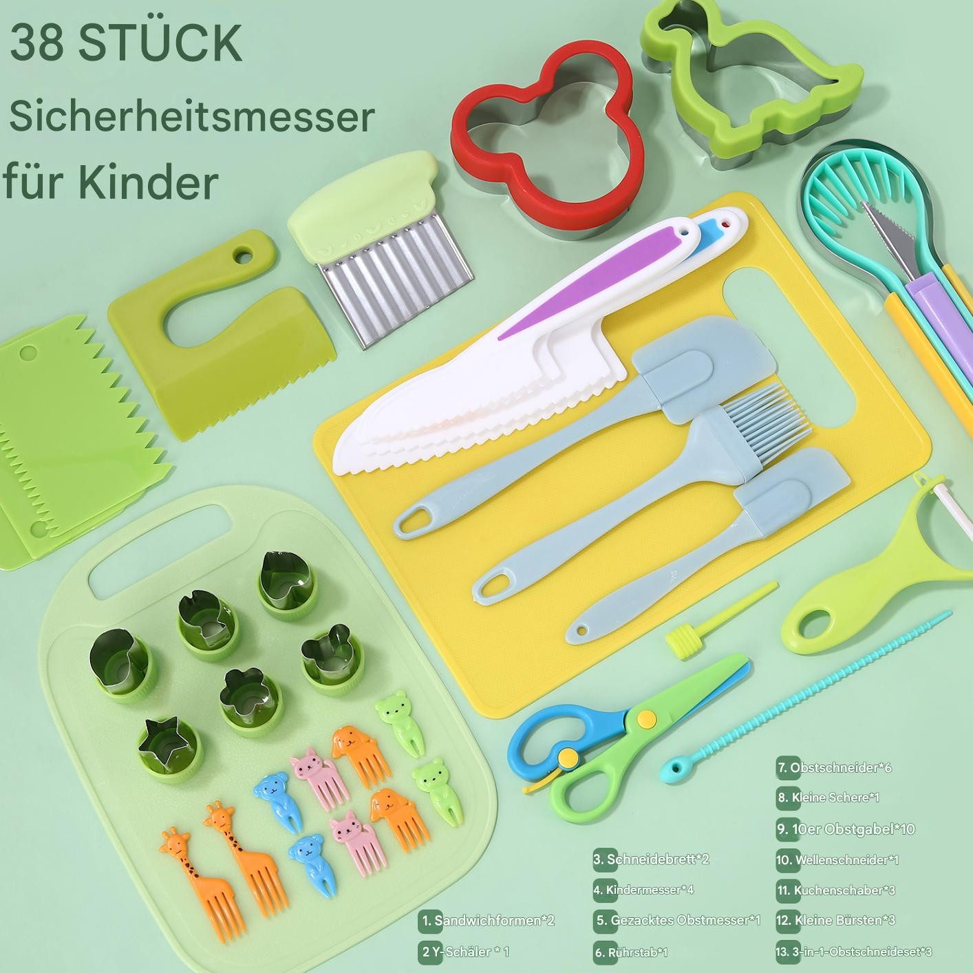 SinLaw Kinder-Küchenset Messerspielzeug für Kinder, lustige Küchenspiele, Lernspielzeug, (38-tlg), 38-teiliges Set, Cartoon-Modell, simulierte Küche