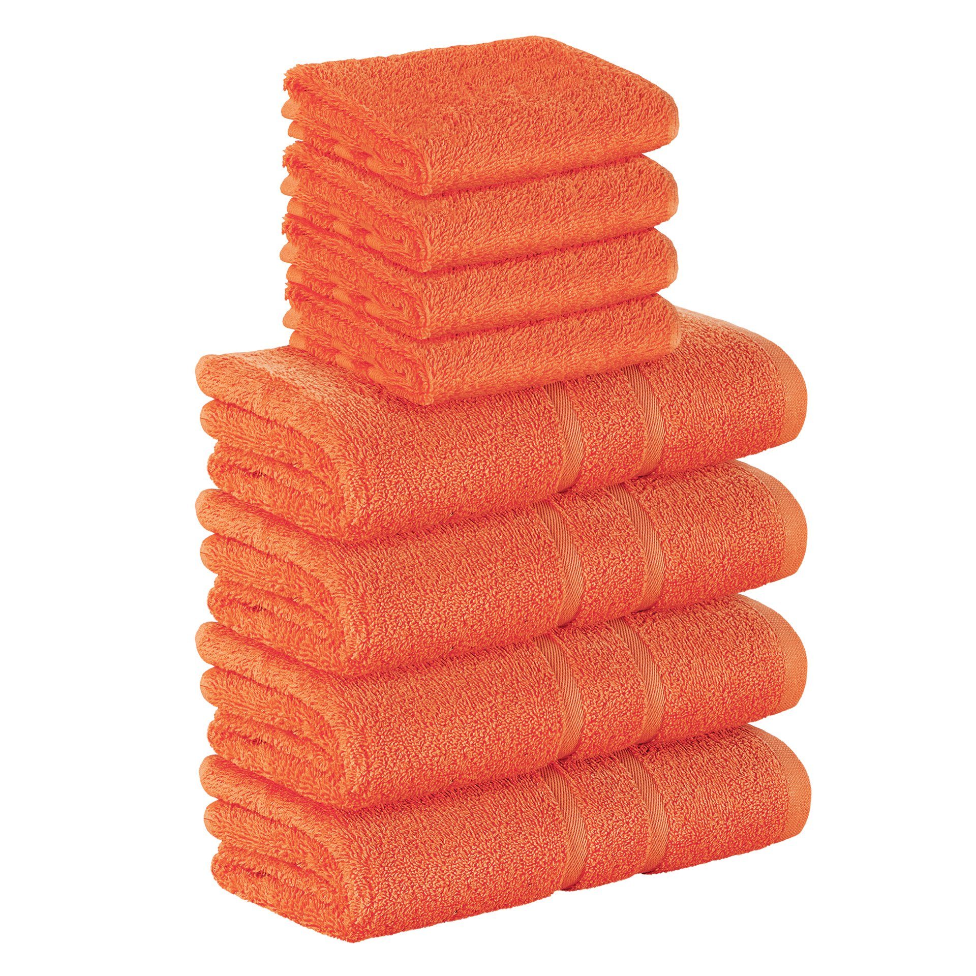 StickandShine Handtuch Set 4x Gästehandtuch 4x Handtücher als SET in verschiedenen Farben (8 Teilig) 100% Baumwolle 500 GSM Frottee 8er Handtuch Pack, 100% Baumwolle 500 GSM Orange