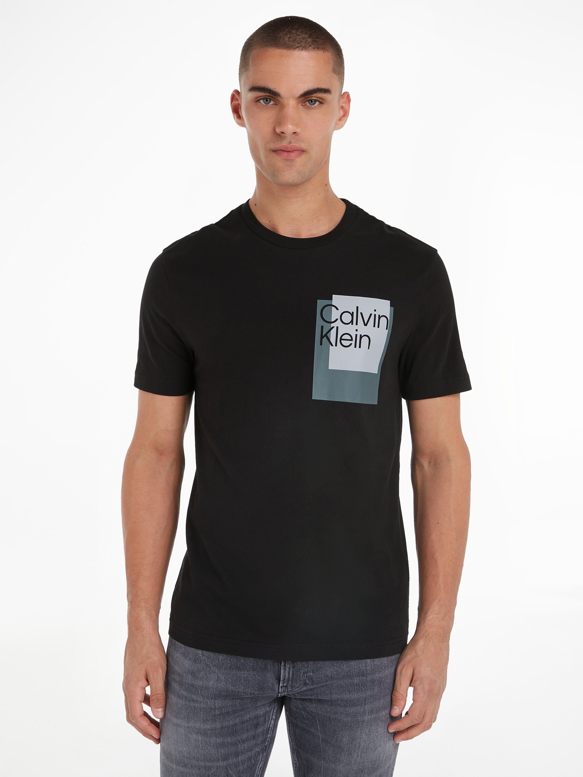 Calvin Klein T-Shirt OVERLAY BOX LOGO T-SHIRT Ck Black