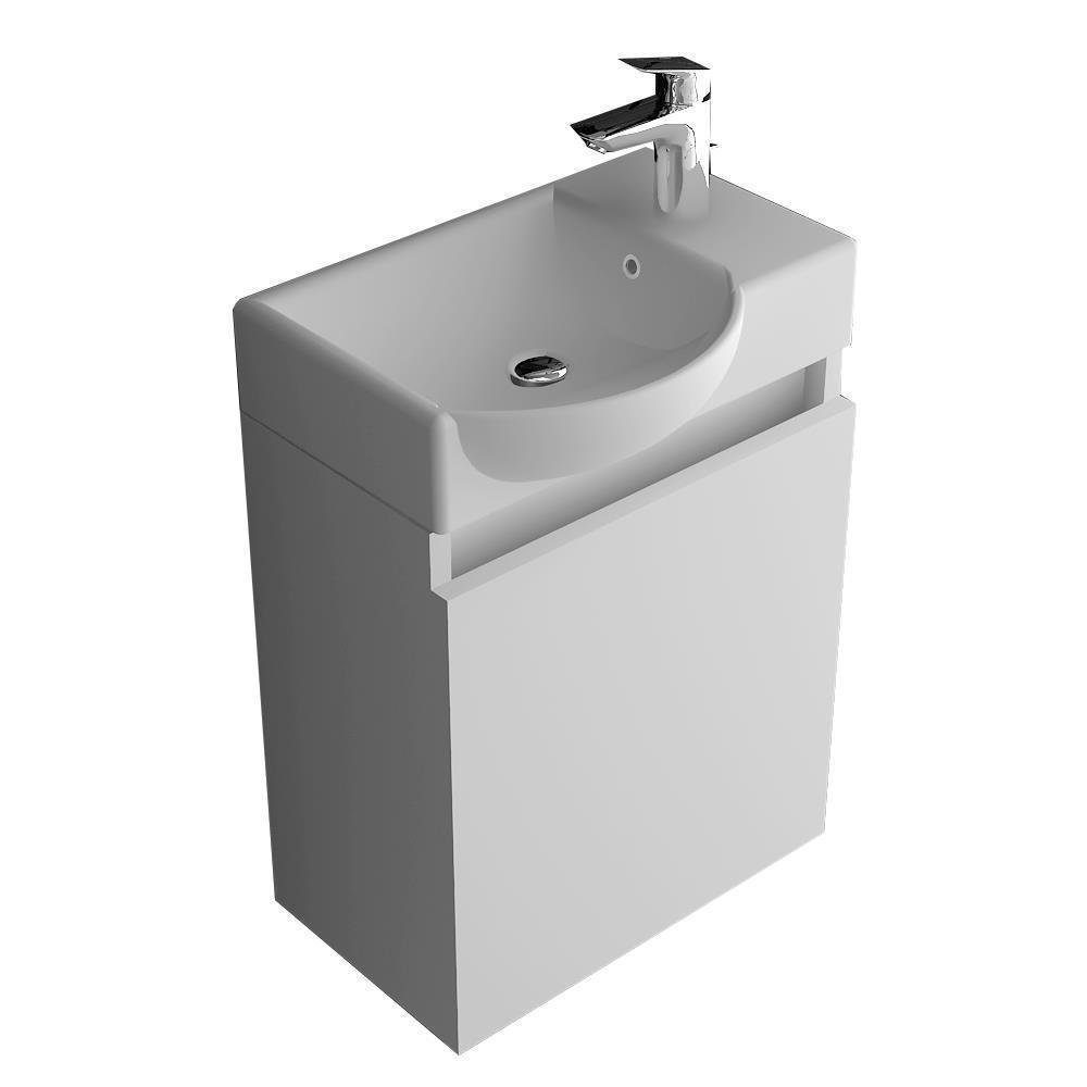 Alpenberger Badmöbel-Set Waschtisch mit Unterschrank in Weiß 45 cm Breit, ( günstig online kaufen