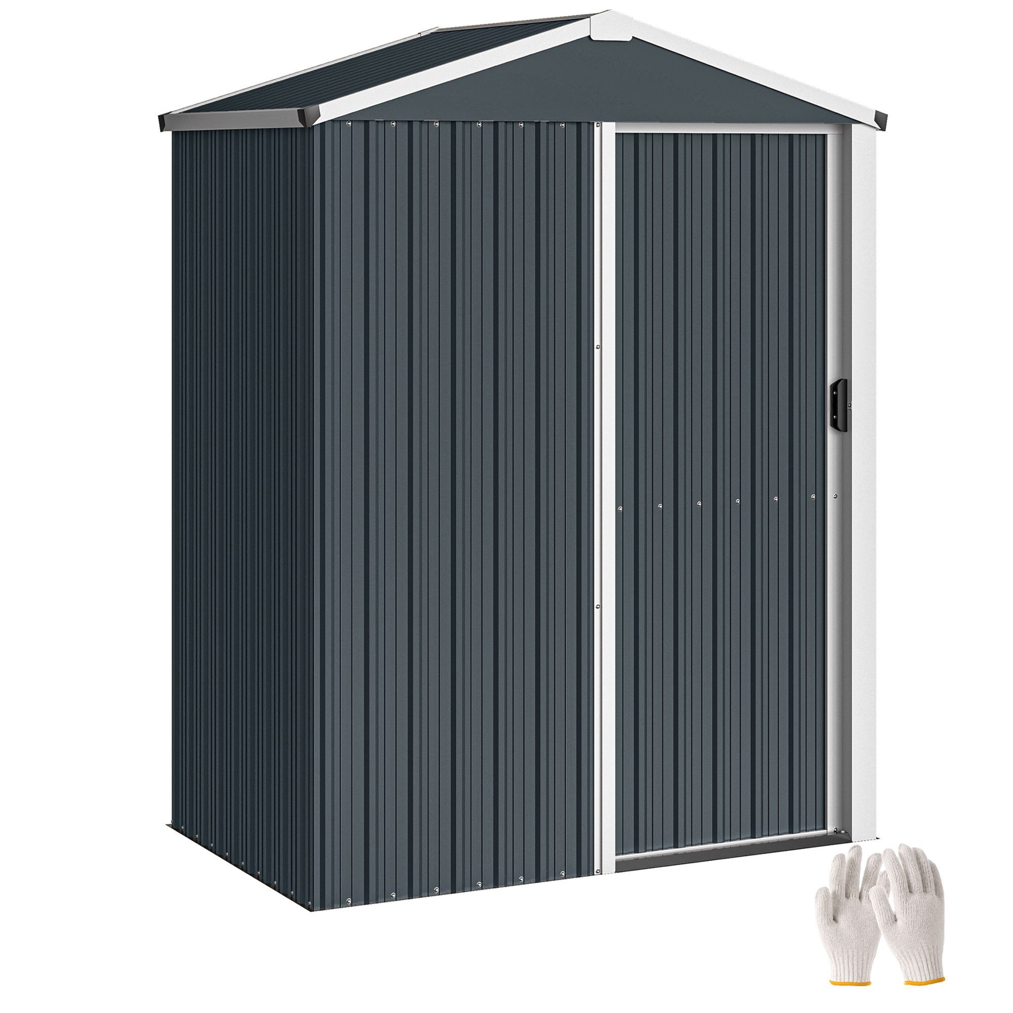 MC Star Gartenhaus Metall-Gartenhaus, 1,2 m², abschließbare Schiebetür und Handschuhe, (136 x 87 x 176 cm, grau)