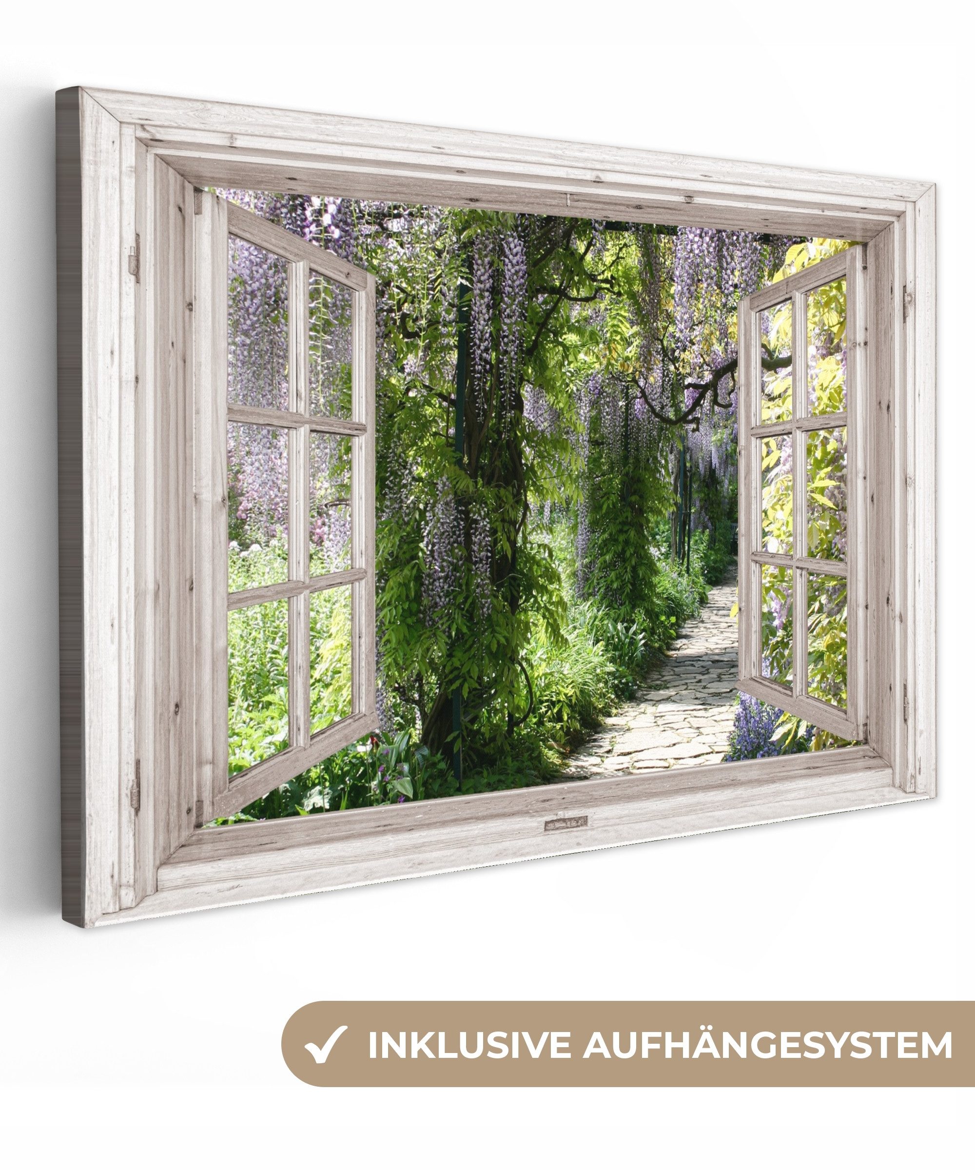 OneMillionCanvasses® Leinwandbild Blauer Regen - Blumen - Aussicht - Baum - günstig online kaufen