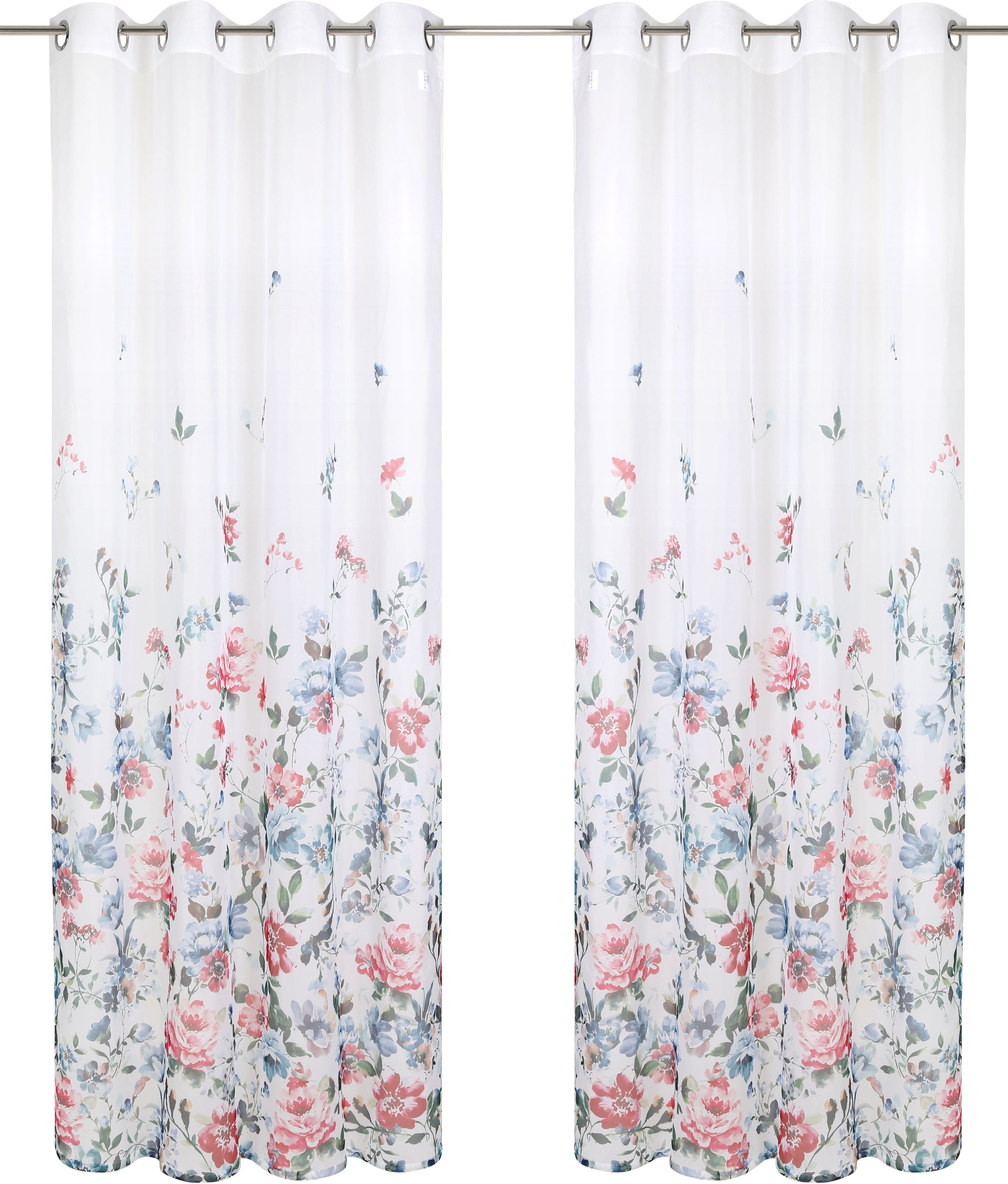 Gardine Millie, my home, Ösen (1 St), transparent, Polyester, Voile mit  Blumendruck, transparent, bedruckt, verschiedene Größen
