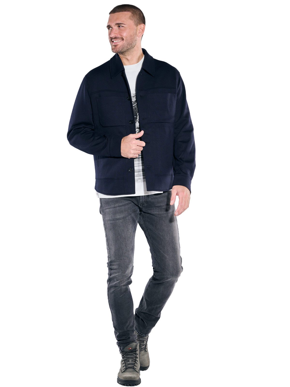 emilio adani Kurzjacke Herren Hemdjacke mit Reverskragen, Saphirblau